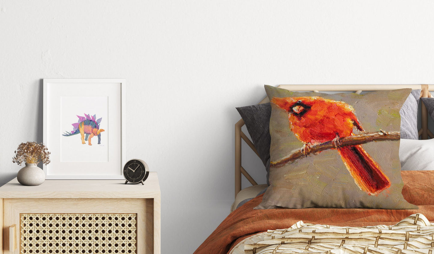 Throw Pillow Cover, Northern Cardinal Male Red Bird Pillow, Cute Pillow Cases, Large Pillow Cases, Home Decor Pillow