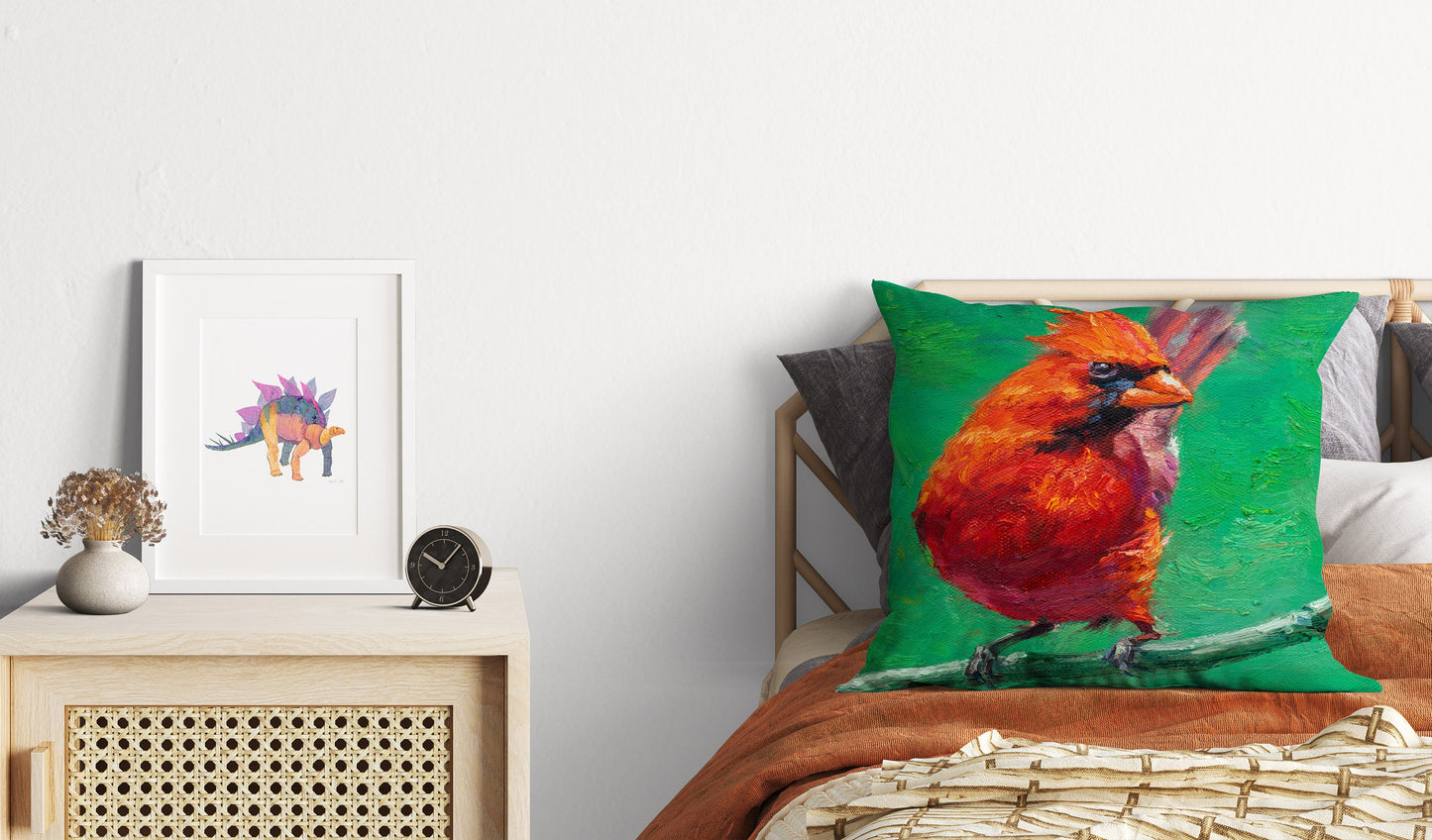 Throw Pillow Cover, Northern Cardinal Red Bird Pillow, Comfortable, Red Pillow Cases, Modern Pillow, Large Pillow Cases, Farmhouse Pillow