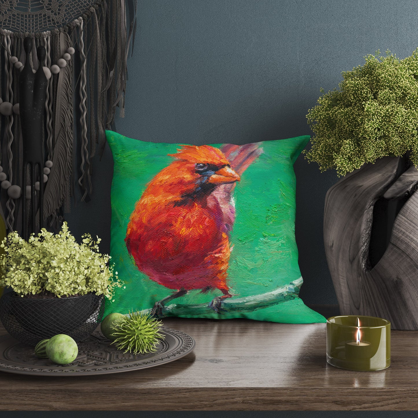 Throw Pillow Cover, Northern Cardinal Red Bird Pillow, Comfortable, Red Pillow Cases, Modern Pillow, Large Pillow Cases, Farmhouse Pillow
