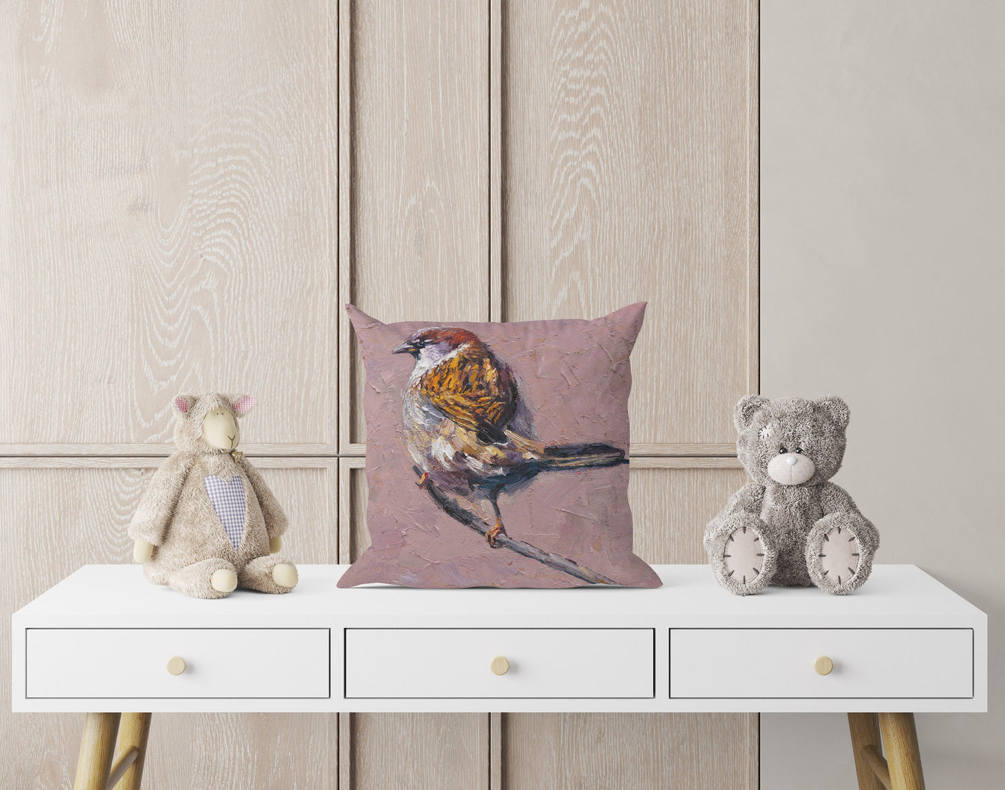 Pillow Cases, Sparrow Bird Pillow, Comfortable, Bright Yellow Pillow, Cute Pillow Cases, Square, Housewarming Gift