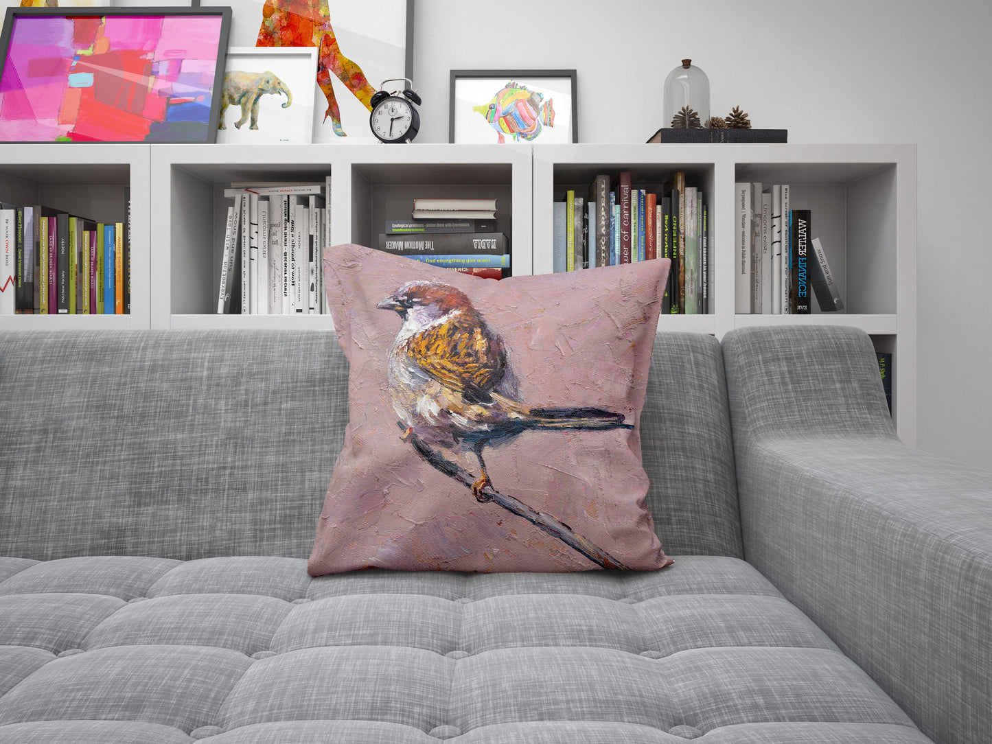 Pillow Cases, Sparrow Bird Pillow, Comfortable, Bright Yellow Pillow, Cute Pillow Cases, Square, Housewarming Gift
