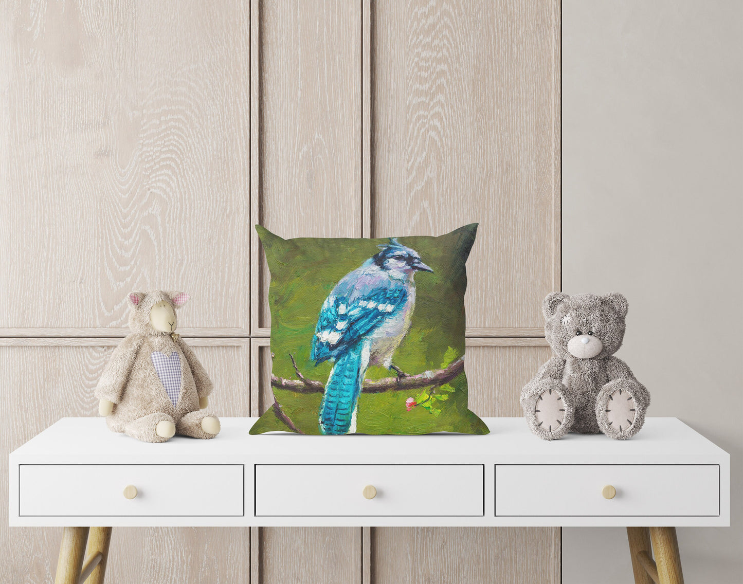 Pillow Cases, Blue Jay Bird Pillow, Soft Pillow Cases, Bright Yellow Pillow, Cute Pillow Cases, Large Pillow Cases, Home Decor Pillow