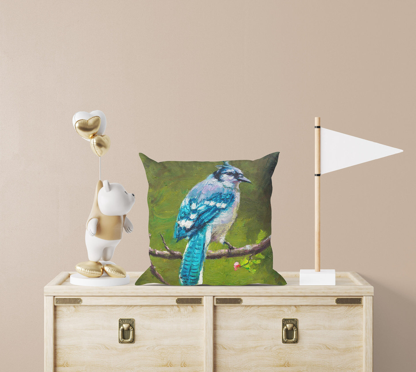 Pillow Cases, Blue Jay Bird Pillow, Soft Pillow Cases, Bright Yellow Pillow, Cute Pillow Cases, Large Pillow Cases, Home Decor Pillow