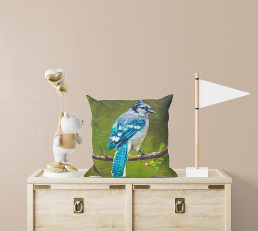 Pillow Cases, Blue Jay Bird Pillow, Soft Pillow Cases, Bright Yellow Pillow, Cute Pillow Cases, Large Pillow Cases, Home Decor Pillow
