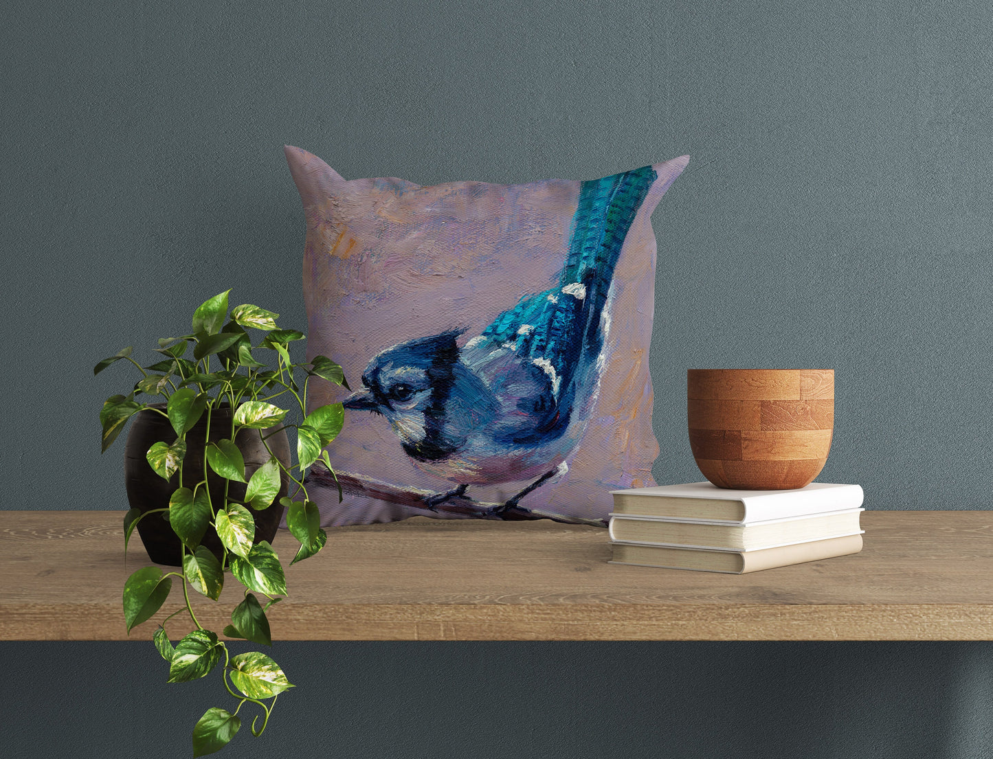 Decorative Pillow, Blue Jay Bird Pillow, Comfortable, Bright Yellow Pillow, Cute Pillow Cases, 18 X 18 Pillow Covers, Playroom Decor