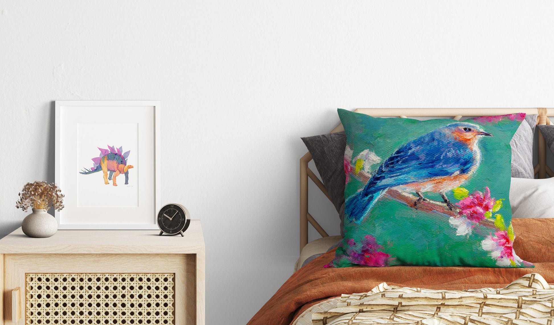 Throw Pillow, Blue Bird Pillow, Comfortable, Bright Yellow Pillow, Fun Throw Pillows, Pillow Covers 20X20, Nursery Pillows