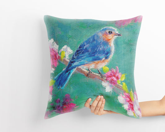 Throw Pillow, Blue Bird Pillow, Comfortable, Bright Yellow Pillow, Fun Throw Pillows, Pillow Covers 20X20, Nursery Pillows