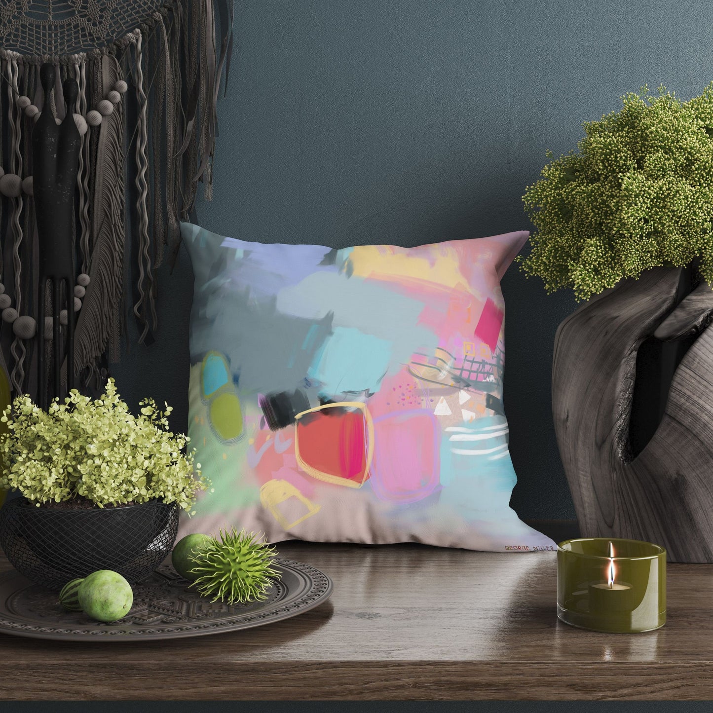 Throw Pillow Cover, Abstract Pillow, Original Art Pillow, Blue Pillow, Modern Pillow, Large Pillow Cases, Nursery Pillows, Fashion