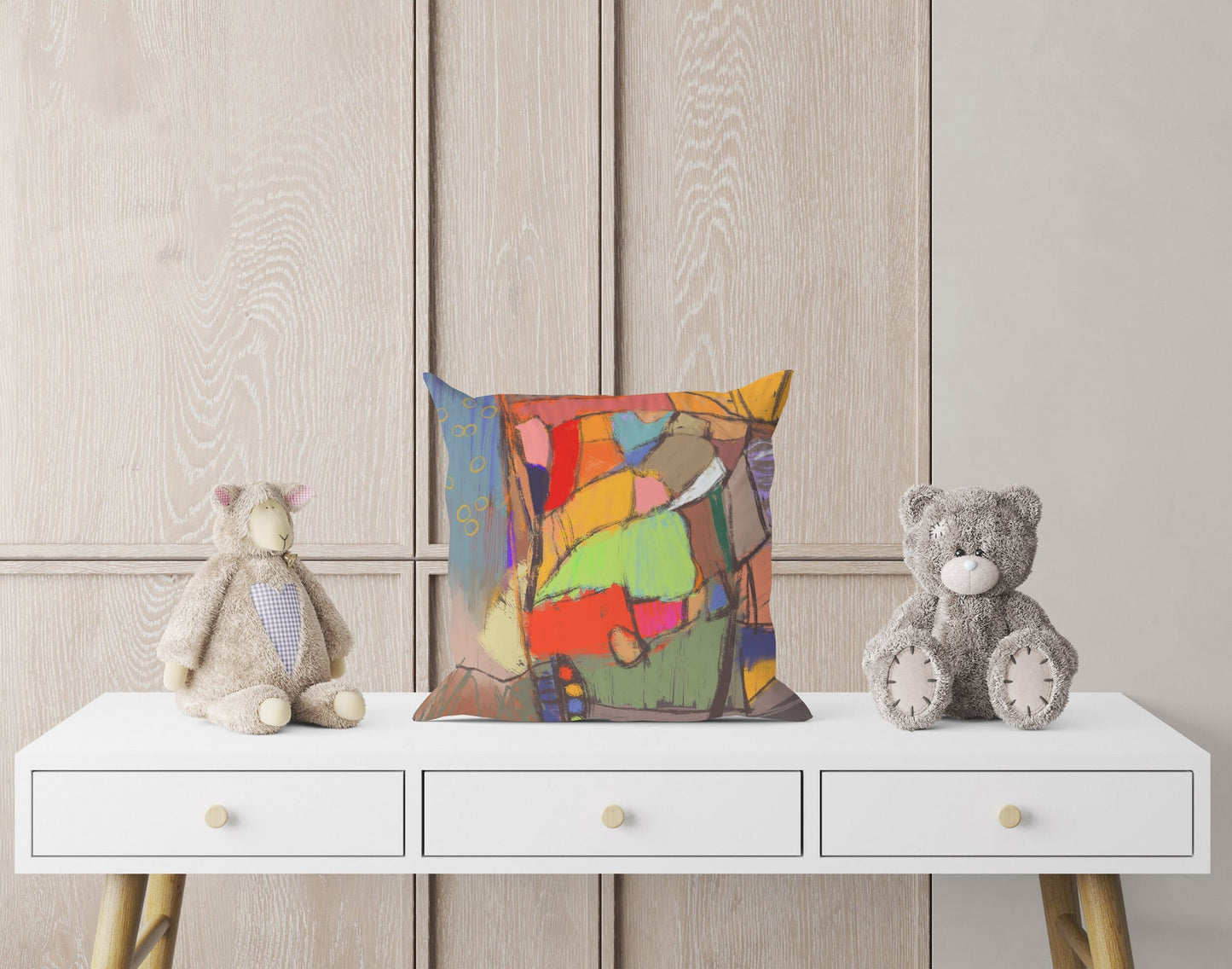 Abstract Throw Pillow, Designer Pillow, Colorful Pillow Case, Contemporary Pillow, Large Pillow Cases, Playroom Decor, Holiday Gift