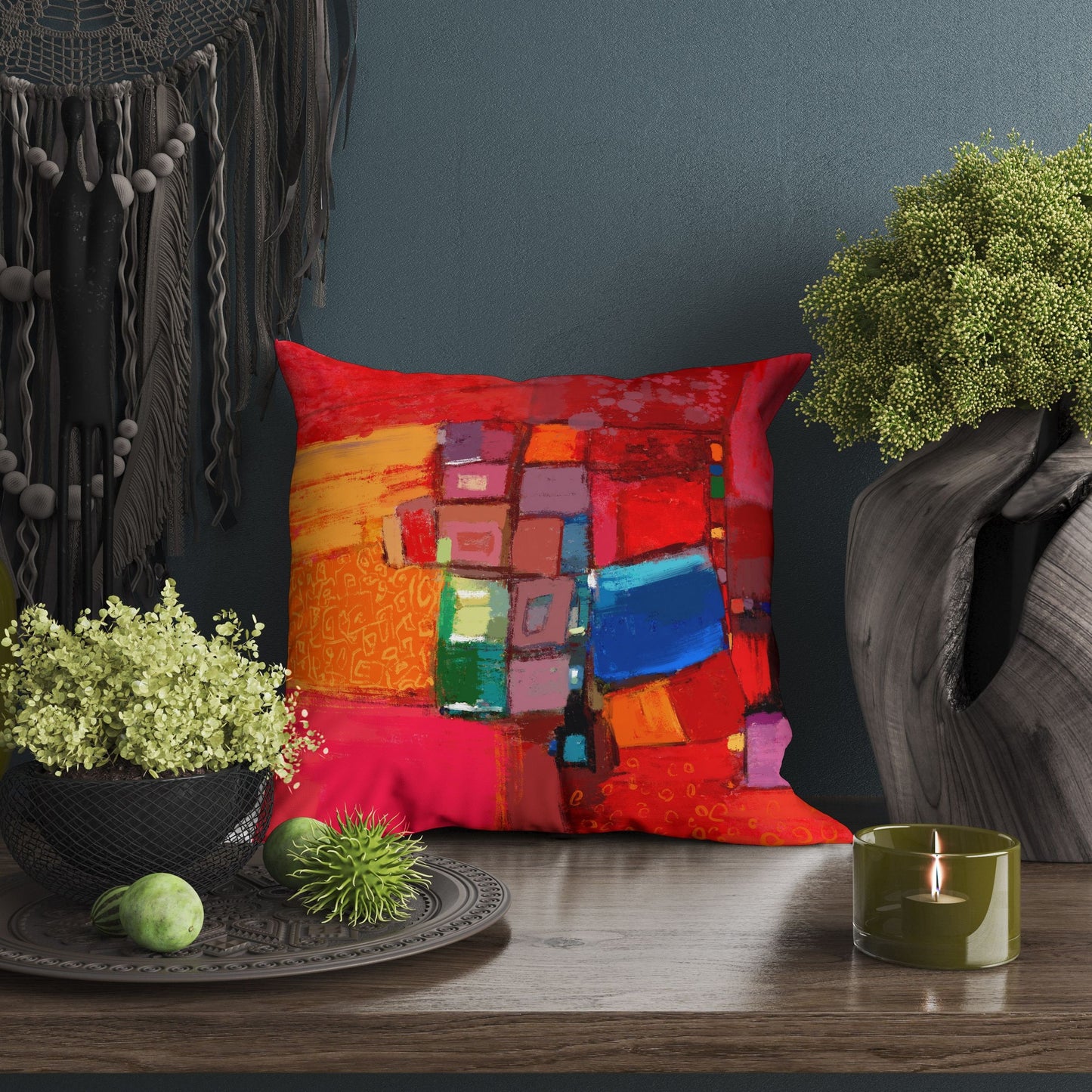 Throw Pillow, Abstract Throw Pillow, Artist Pillow, Red Pillow Cases, Beautiful Pillow, Pillow Covers 20X20, Home Decor Pillow, Holiday Gift