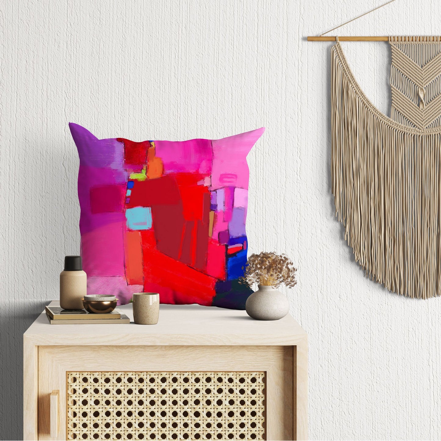 Girl Pillow, Tapestry Pillows, Abstract Pillow Case, Art Pillow, Red Pillow Cases, Modern Pillow, Square Pillow, Housewarming Gift