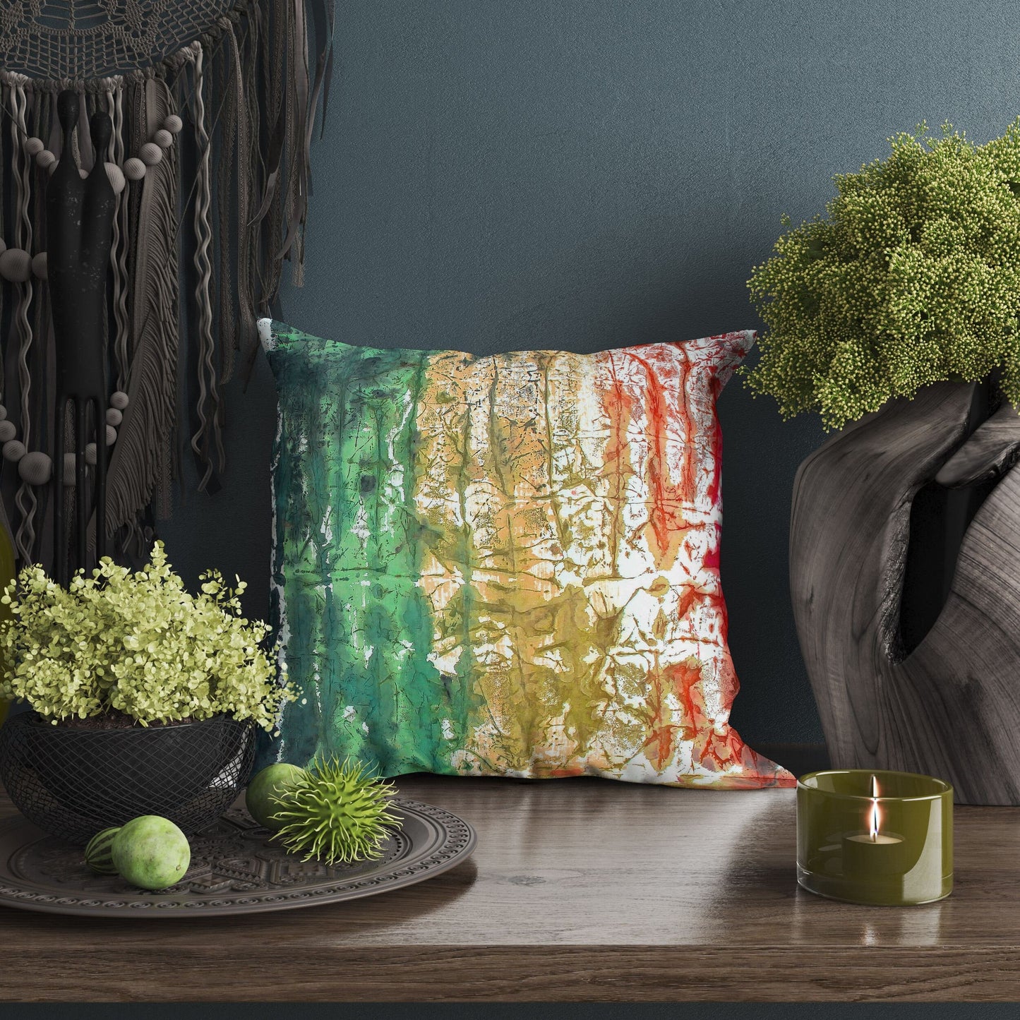 Spring Pillow Cases, Decorative Pillow, Abstract Pillow Case, Original Art Pillow, Green Pillow Cases, Watercolor Pillow Cases
