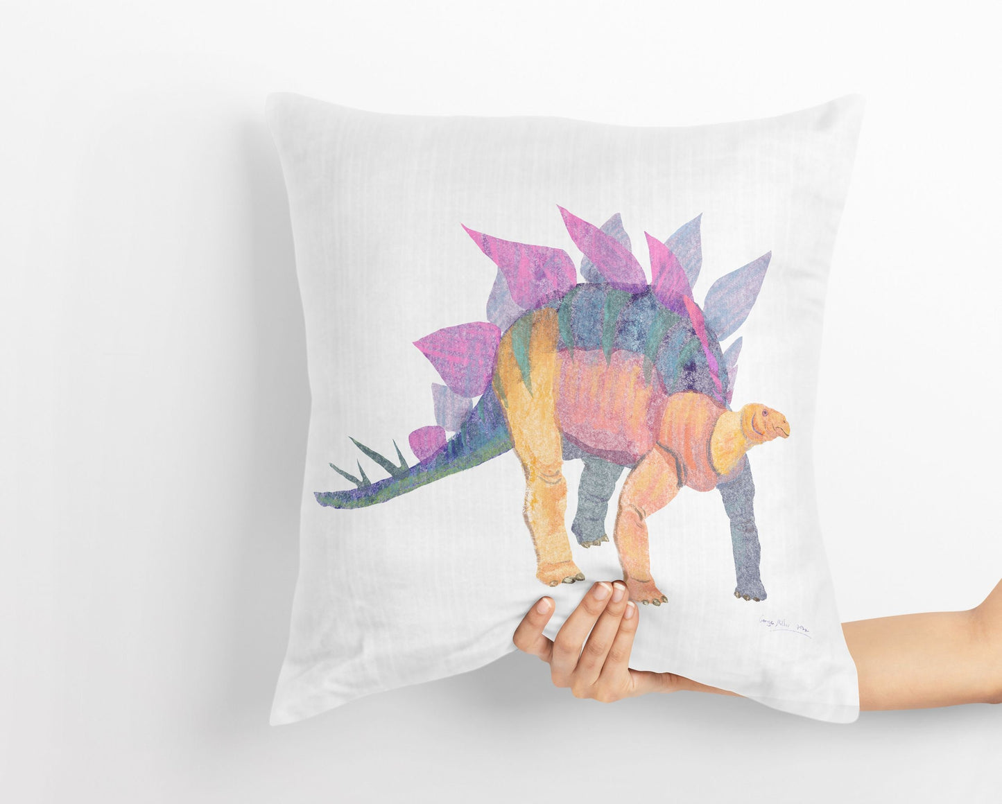Stegosaurus Dinosaur Throw Pillow Cases For Kids, Abstract Pillow Case, Designer Pillow, Colorful Pillow Case, Watercolor Pillow Cases