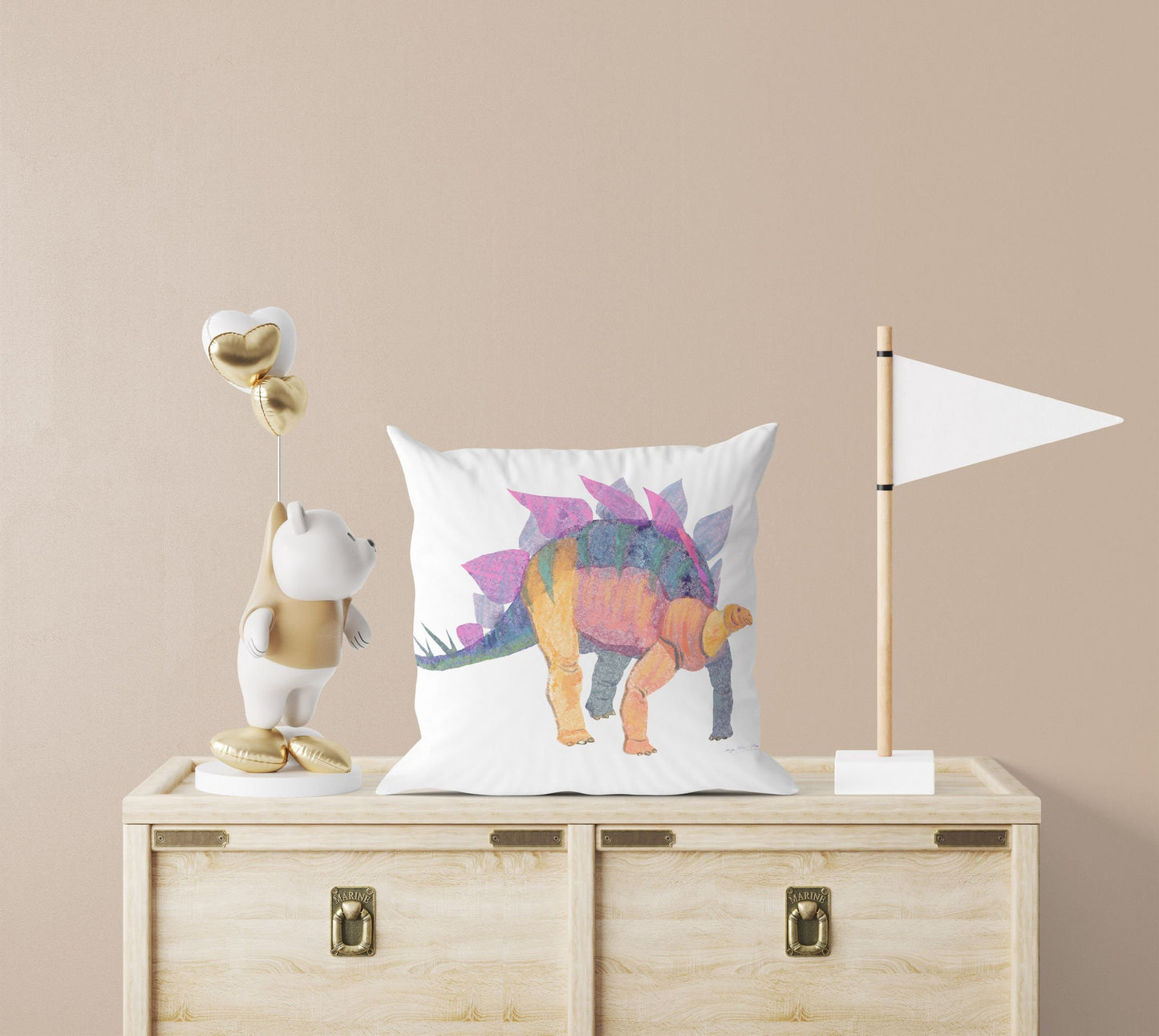 Stegosaurus Dinosaur Throw Pillow Cases For Kids, Abstract Pillow Case, Designer Pillow, Colorful Pillow Case, Watercolor Pillow Cases