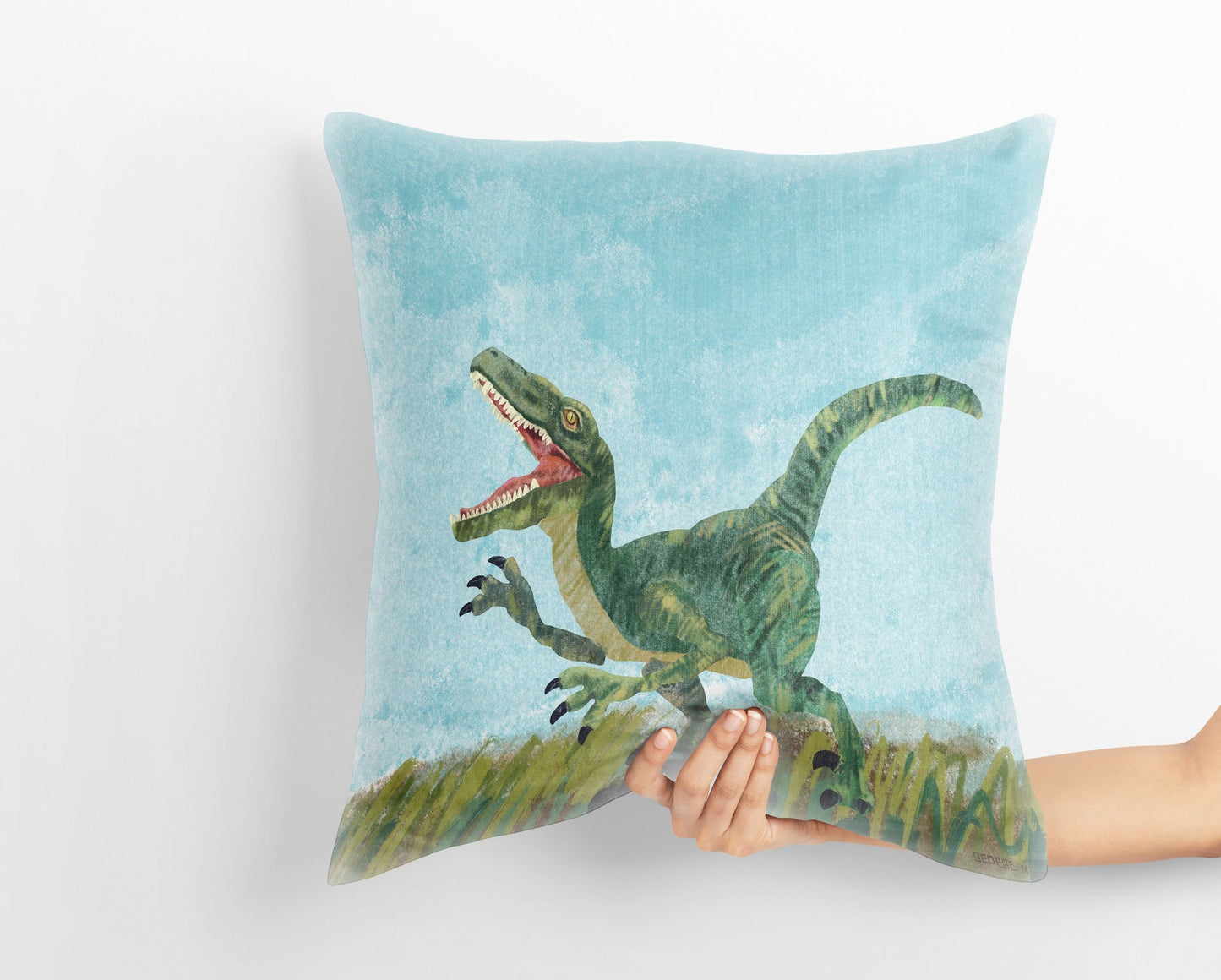 Tyrannosaurus Rex Dinosaur Pillow Cases For Kids, Toss Pillow, Abstract Throw Pillow Cover, Original Art Pillow, Green Pillow Cases, Fashion