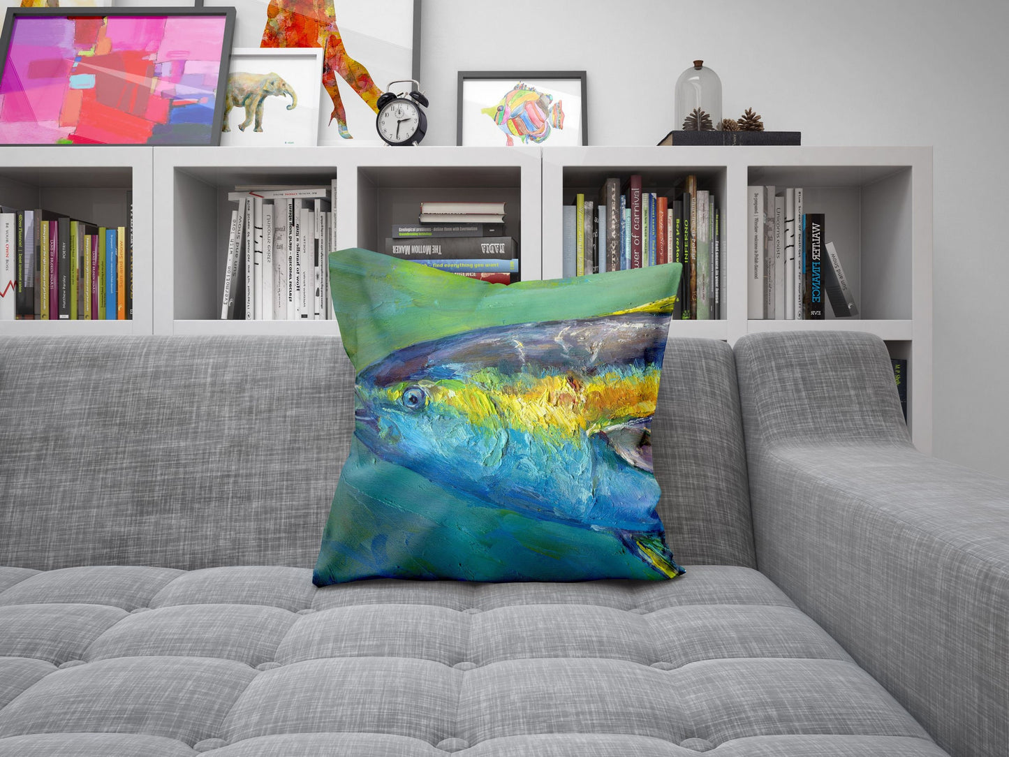 Tuna Fish, Pillow Cases, Spring Throw Pillow, Artist Pillow, Green Pillow Cases, Cute Pillow Cases, 24X24 Pillow Case, Nursery Pillows