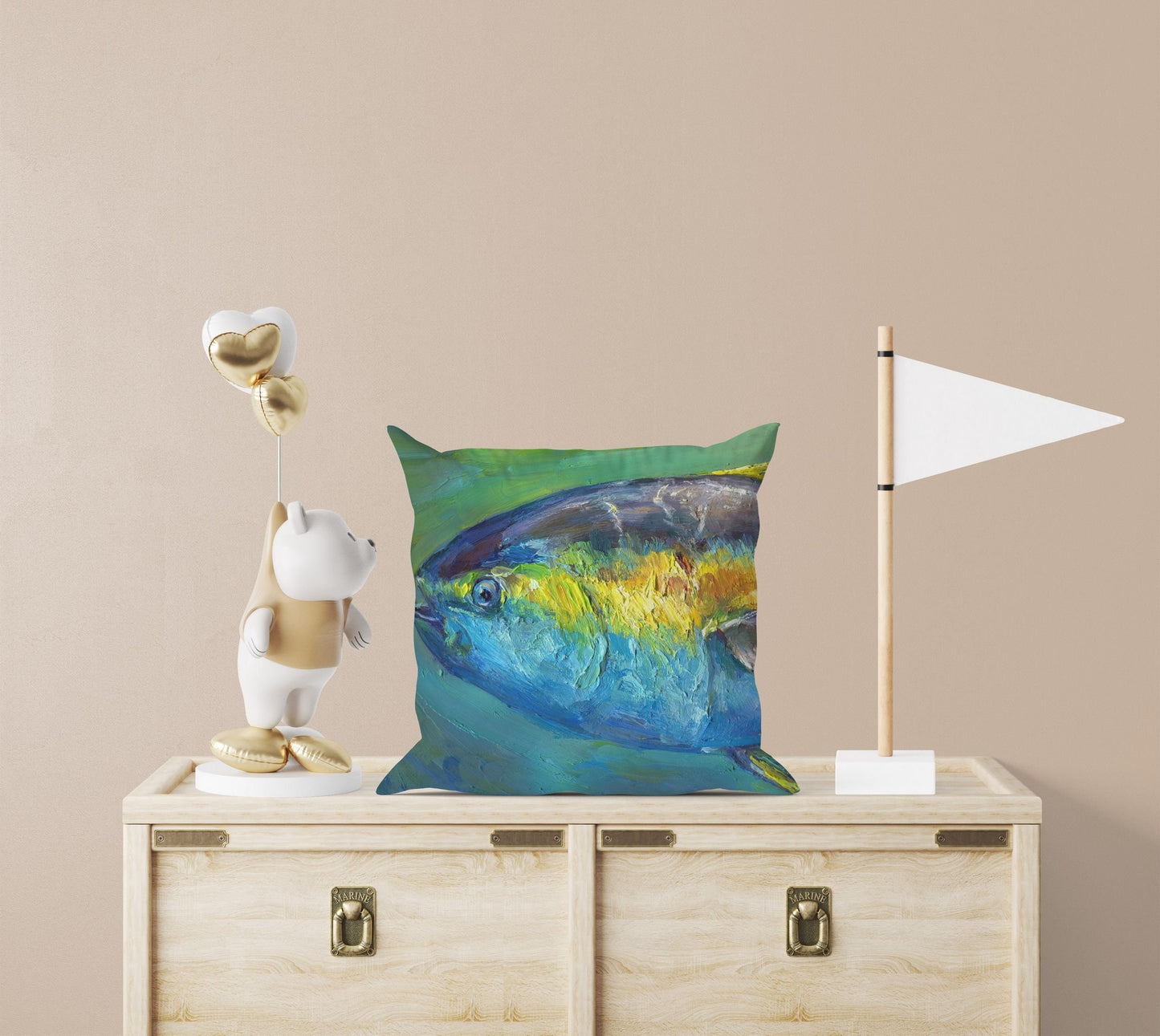 Tuna Fish, Pillow Cases, Spring Throw Pillow, Artist Pillow, Green Pillow Cases, Cute Pillow Cases, 24X24 Pillow Case, Nursery Pillows