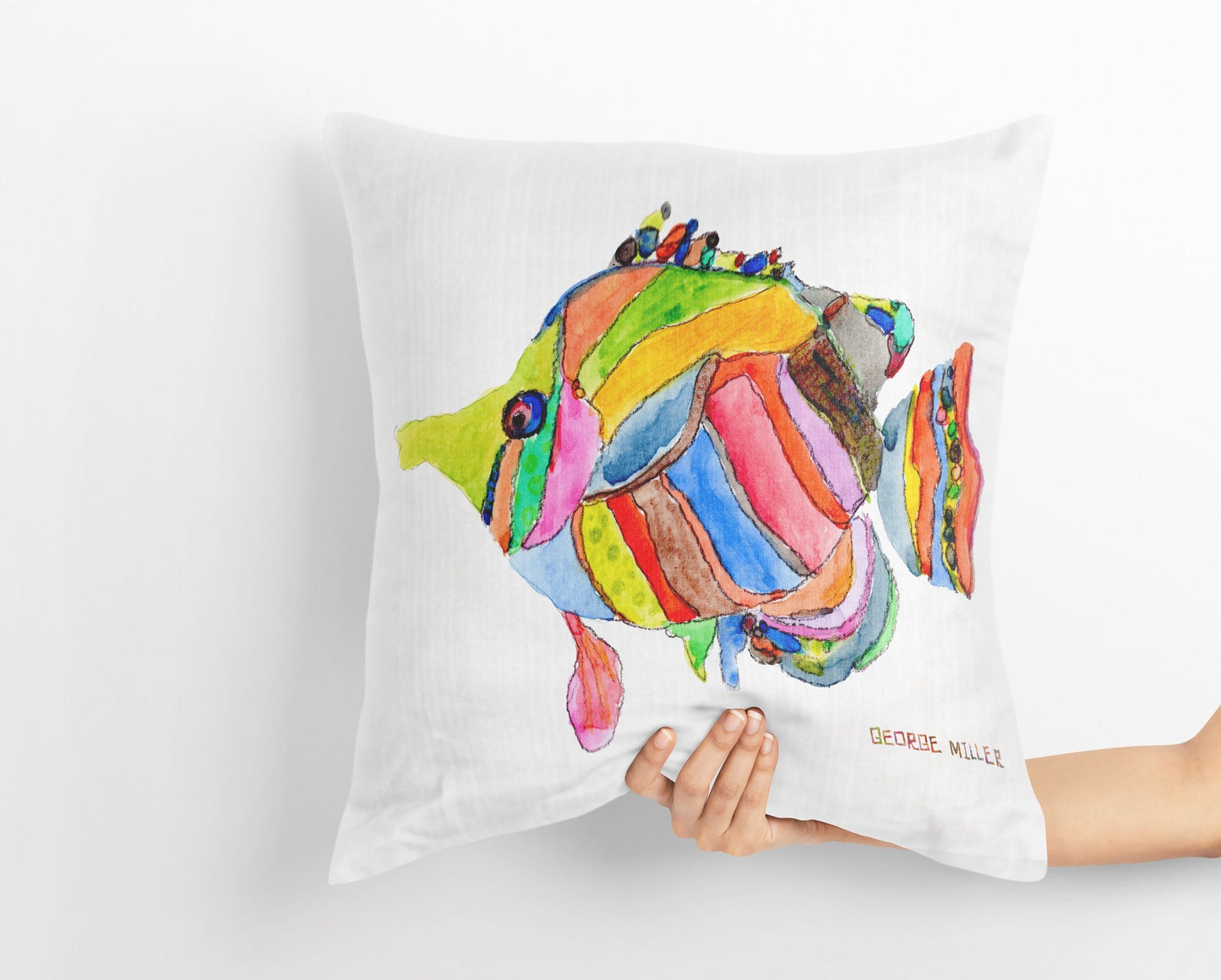 Semi-Abstract Art Tropical Fish Pillow Case, Tropical Pillow Cases, Original Art Pillow, Colorful Pillow Case, Cute Pillow Case