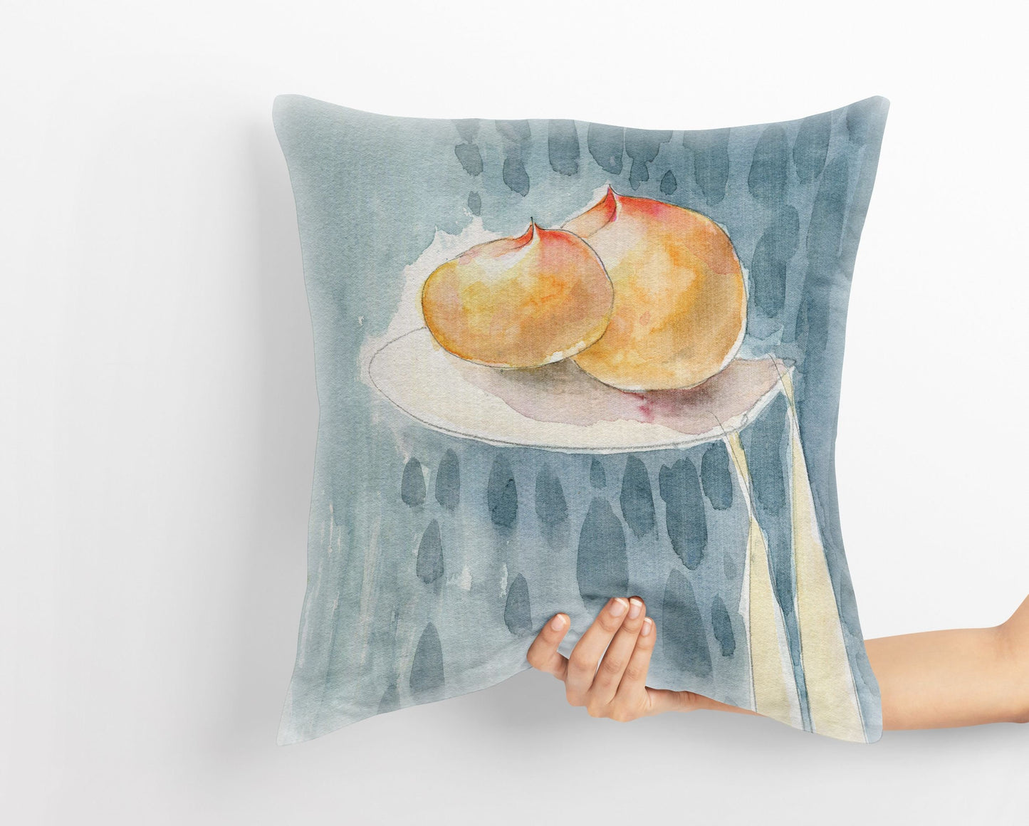 Peaches Fruit Throw Pillow, Abstract Pillow, Soft Pillow Cases, Bright Yellow Pillow, Fashion, Pillow Covers 20X20, Housewarming Gift