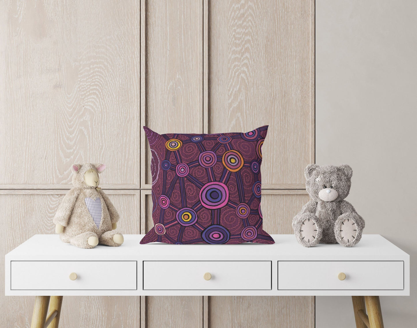 Australian Aboriginal Art, Geometric Pillow, Decorative Pillow, Abstract Art Pillow, Comfortable, Red Pillow Cases, Contemporary Pillow