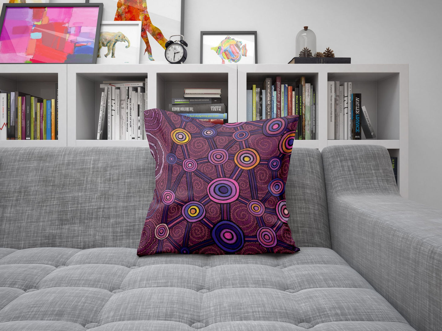 Australian Aboriginal Art, Geometric Pillow, Decorative Pillow, Abstract Art Pillow, Comfortable, Red Pillow Cases, Contemporary Pillow