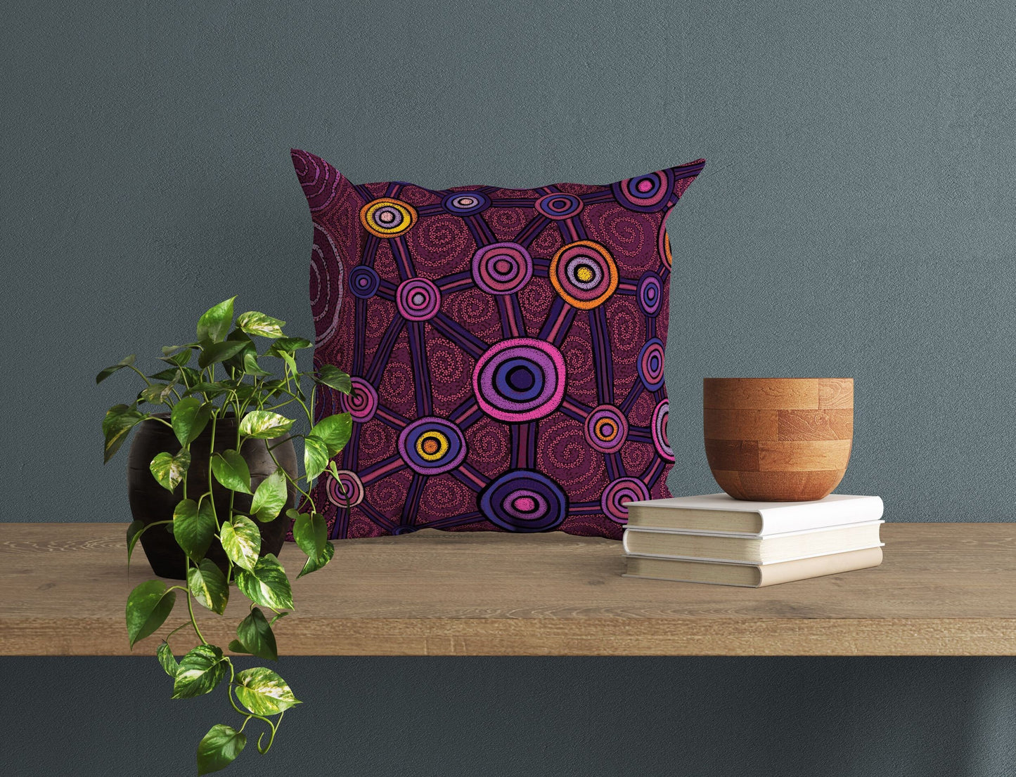 Australian Aboriginal Art, Geometric Pillow, Decorative Pillow, Abstract Art Pillow, Comfortable, Red Pillow Cases, Contemporary Pillow