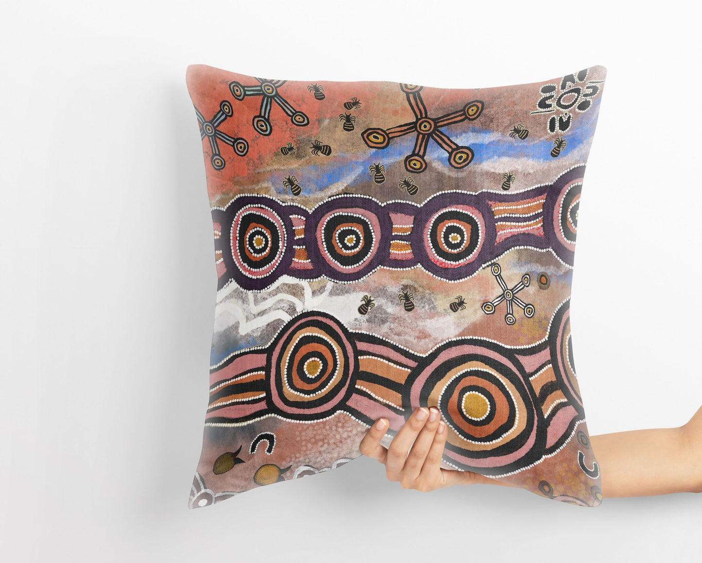 Australian Aboriginal Art, Pillow Cases, Abstract Art Pillow, Designer Pillow, Red Pillow Cases, Beautiful Pillow, Pillow Covers 20X20