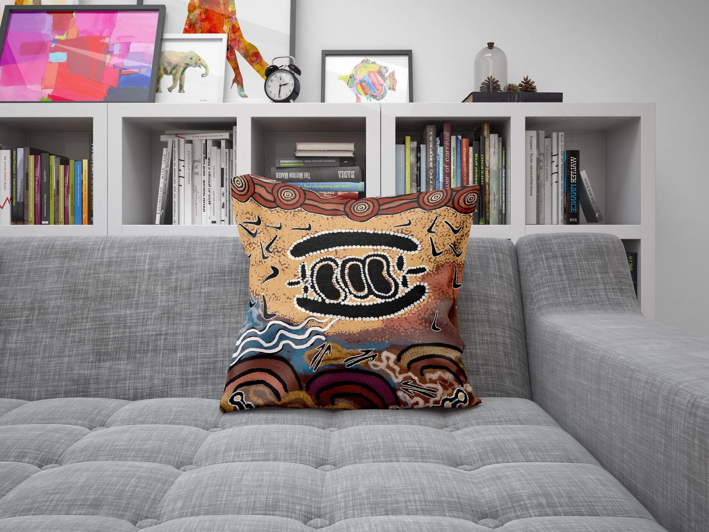 Australian Aboriginal Art, Decorative Pillow, Abstract Throw Pillow Cover, Original Art Pillow, Colorful Pillow Case, Housewarming Gift