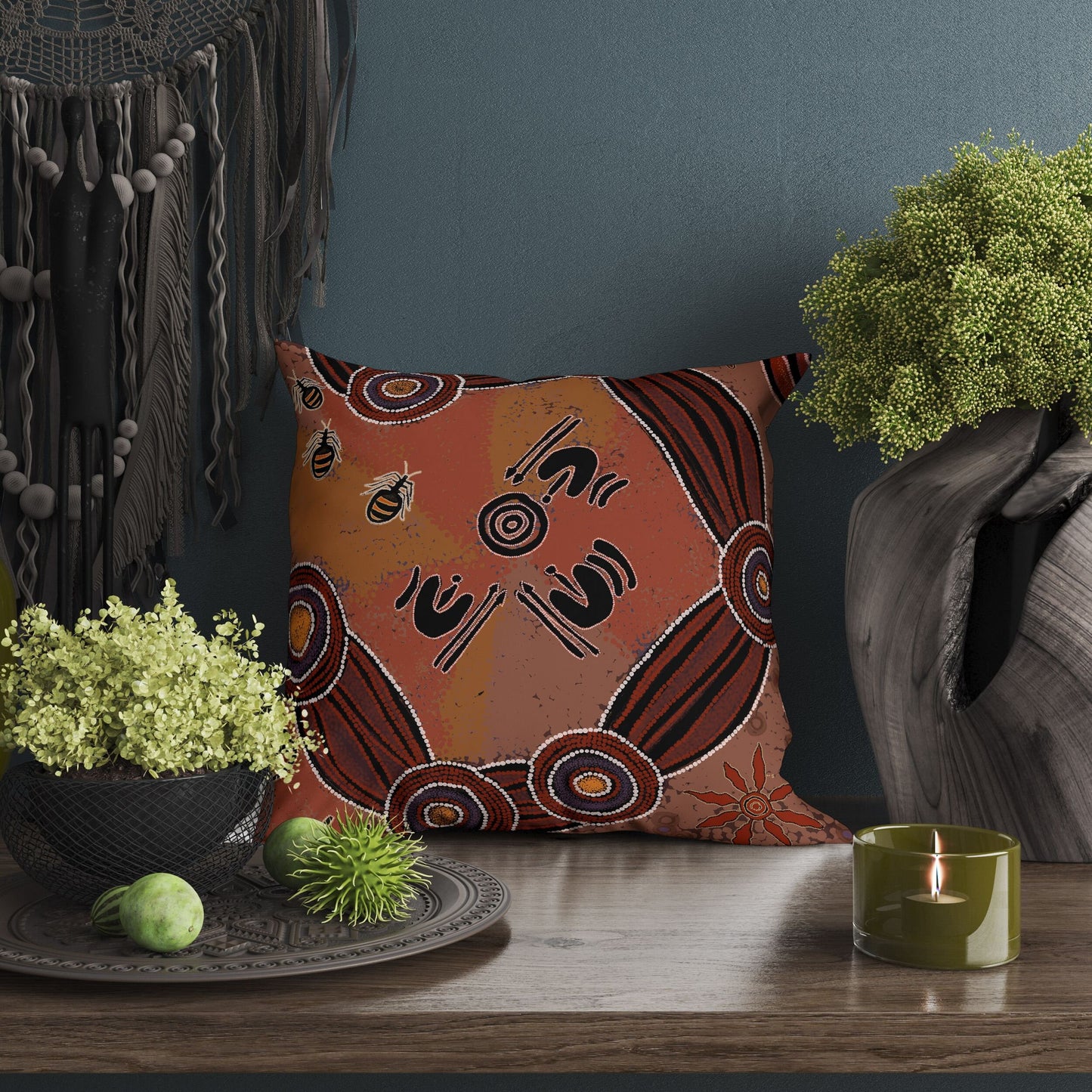 Australian Aboriginal Art, Pillow Cover, Abstract Art Pillow, Contemporary Pillow, 20X20 Pillow Cover, Home Decor Pillow, Holiday Gift
