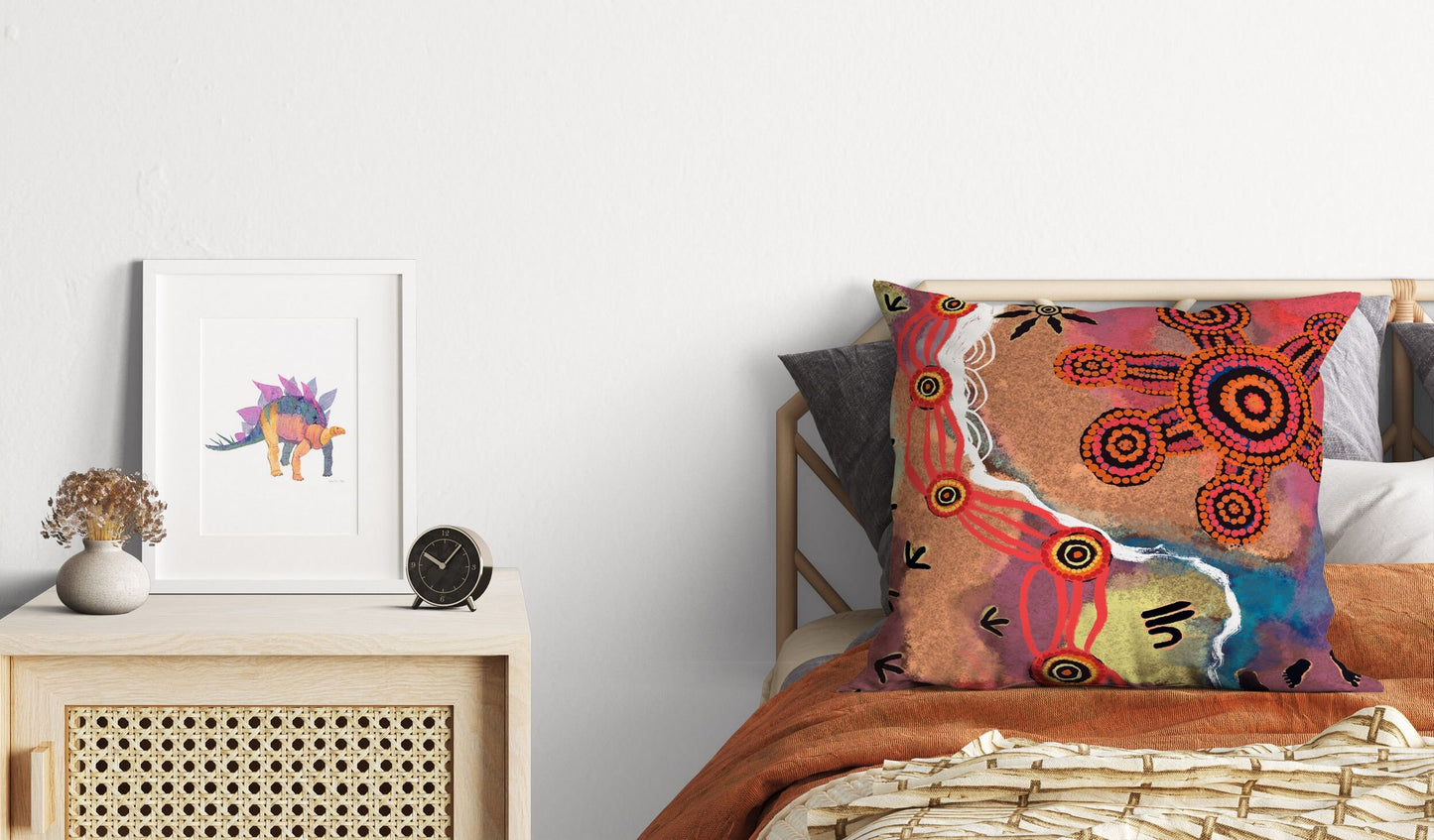 Australian Aboriginal Art, Pillow Case, Abstract Throw Pillow, Colorful Pillow Case, Modern Pillow, 18 X 18 Pillow Covers, Housewarming Gift