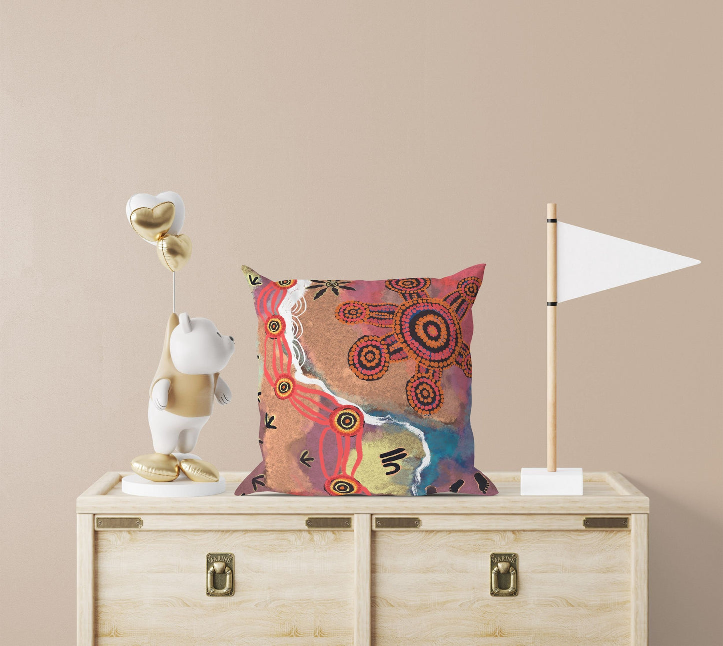 Australian Aboriginal Art, Pillow Case, Abstract Throw Pillow, Colorful Pillow Case, Modern Pillow, 18 X 18 Pillow Covers, Housewarming Gift