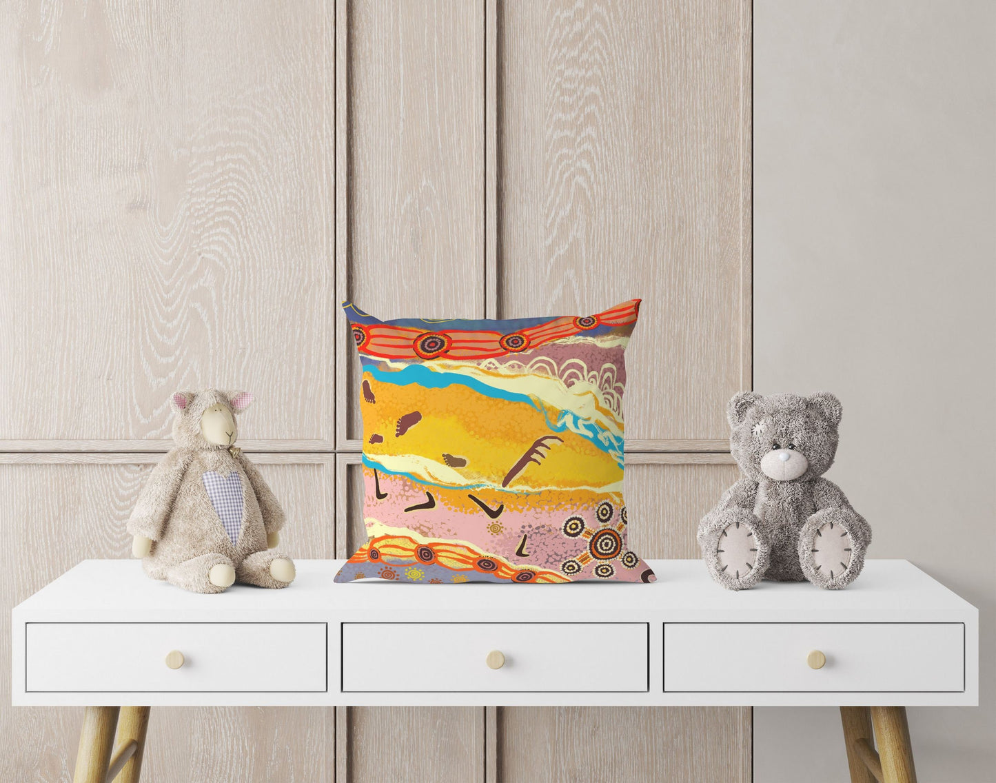 Australian Aboriginal Art Throw Pillow, Abstract Throw Pillow, Soft Pillow Cases, Contemporary Pillow, 20X20 Pillow Cover, Housewarming Gift