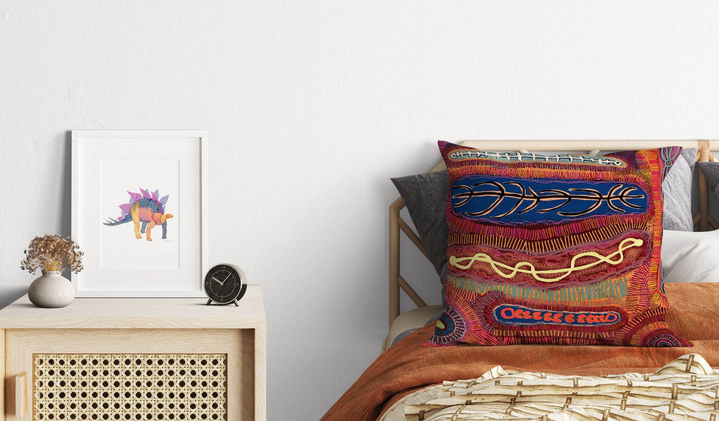Australian Aboriginal Art Abstract Throw Pillow, Red Pillow Cases, Contemporary Pillow, 24X24 Pillow Case, Nursery Pillows, Sofa Pillows