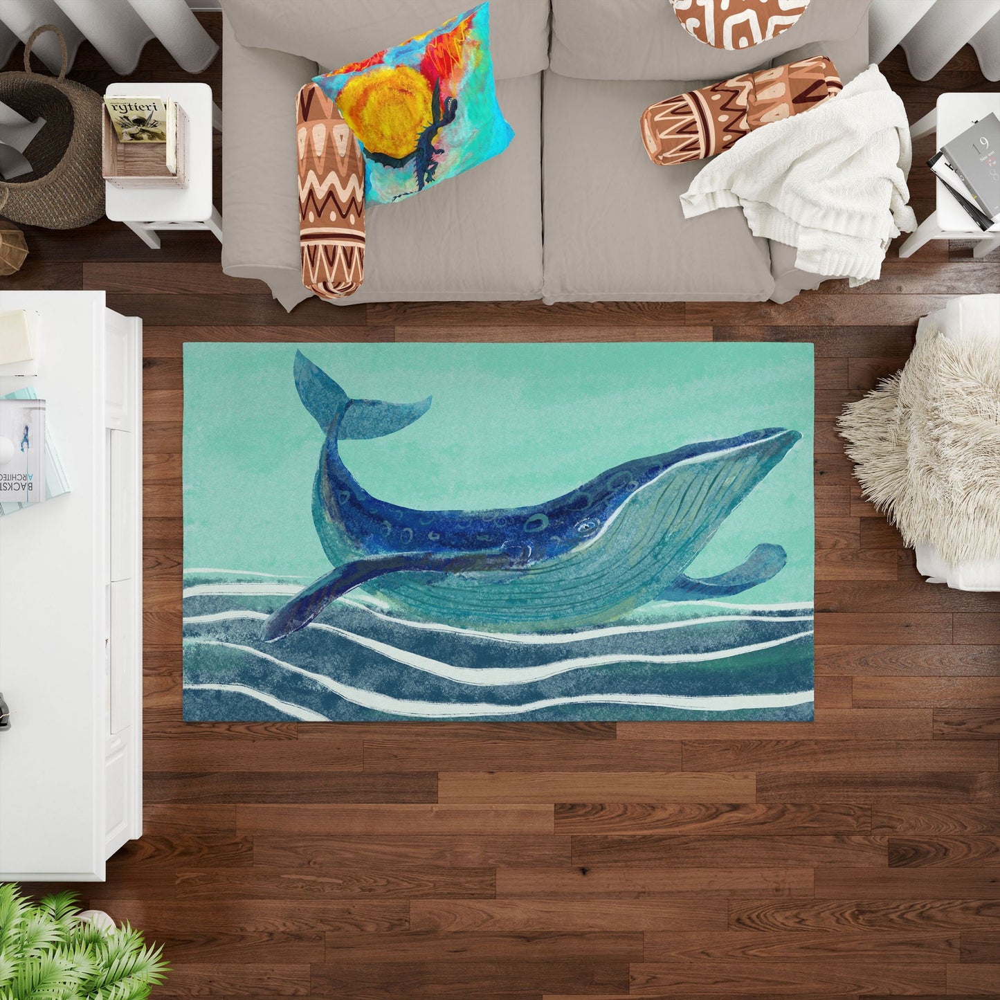 Kids Area Rug, Thick Carpet, Rectangle Area Rug, Blue Area Rug, Blue Whale, Stylish Carpet, Floor Rugs, Made In Usa, Flat Woven Rug