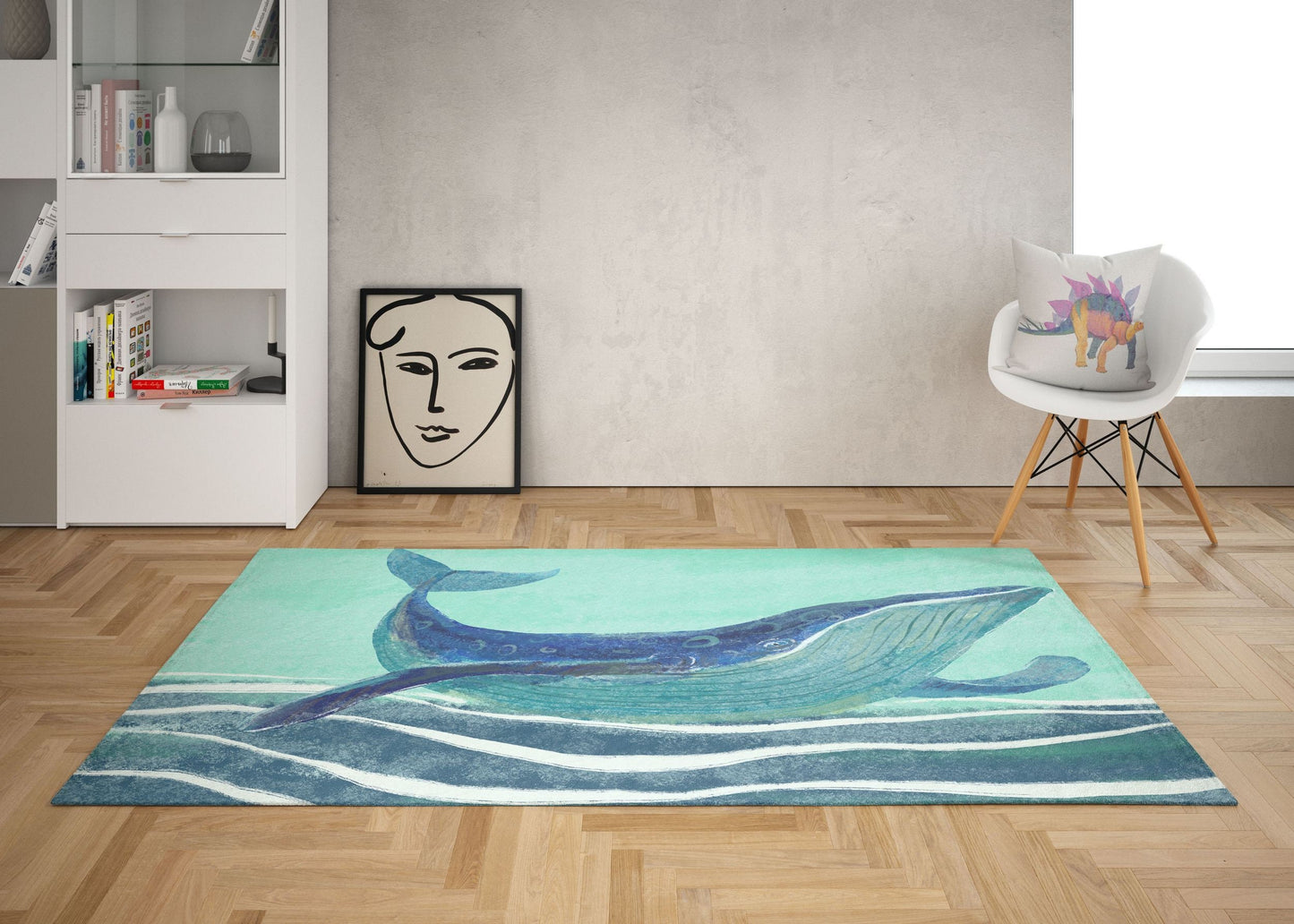 Kids Area Rug, Thick Carpet, Rectangle Area Rug, Blue Area Rug, Blue Whale, Stylish Carpet, Floor Rugs, Made In Usa, Flat Woven Rug