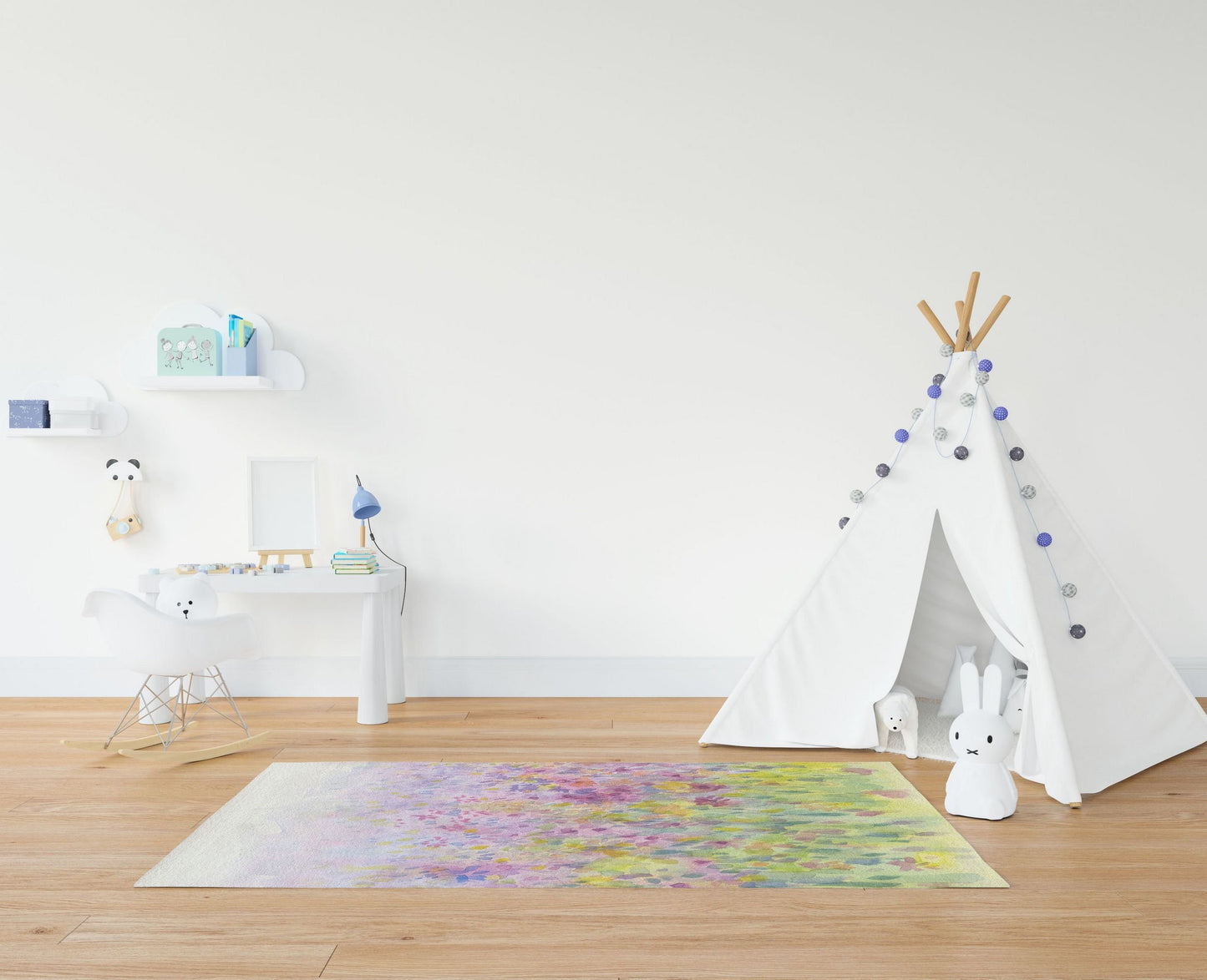 Rugs And Carpet, Large Area Rugs, Thick Carpet, Rectangle Rug, Rainbow Area Rug, Floral Rug, Modern Area Rug, Housewarming Gift, Made In USA