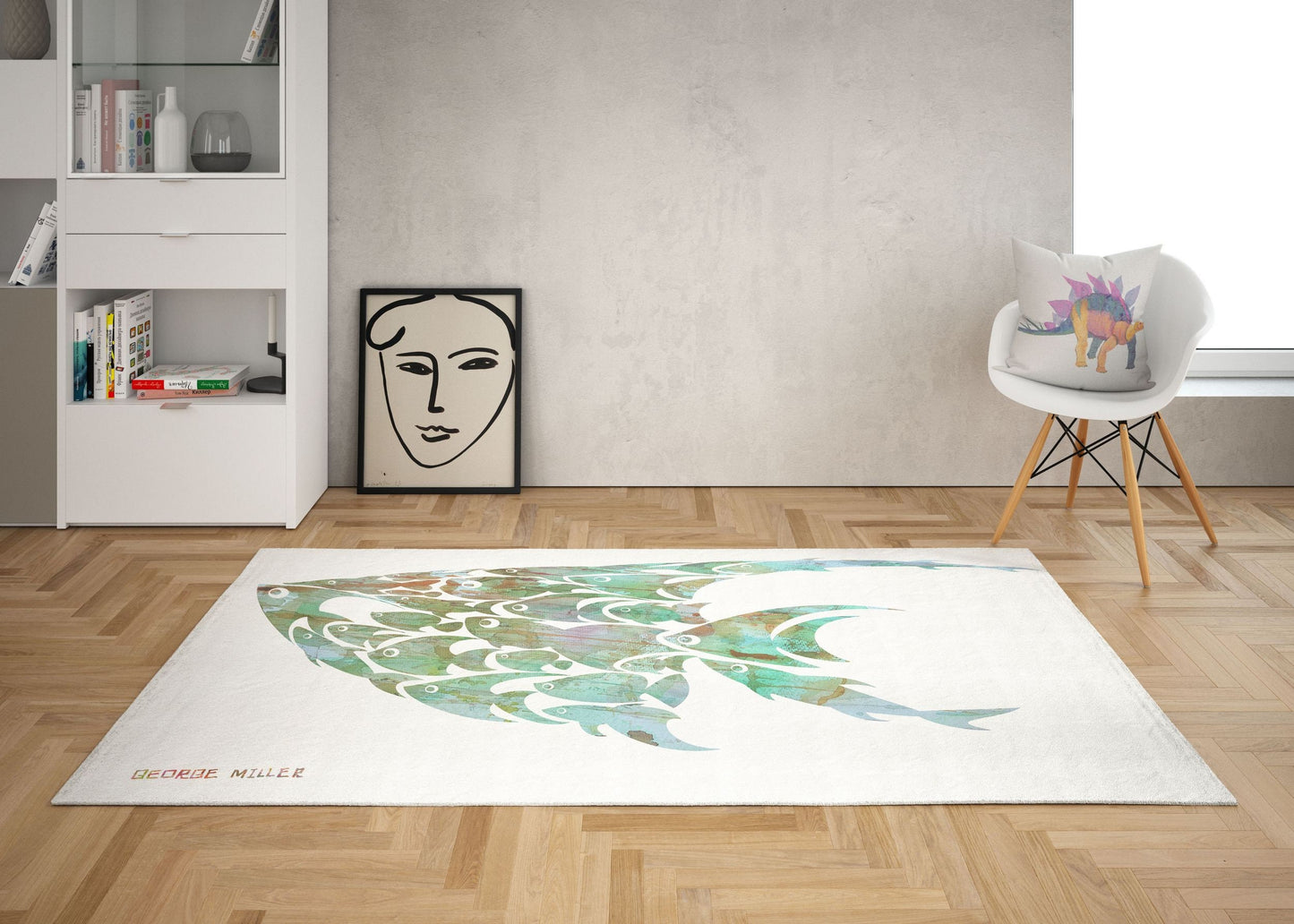 Carpet Rug, Oversize Rug, Thick Carpet, Rectangle Rug, Colorful Rug, Shoal Of Fish, Ethnic Rug, Kids Area Rug, Made In Usa, Flat Woven Rug