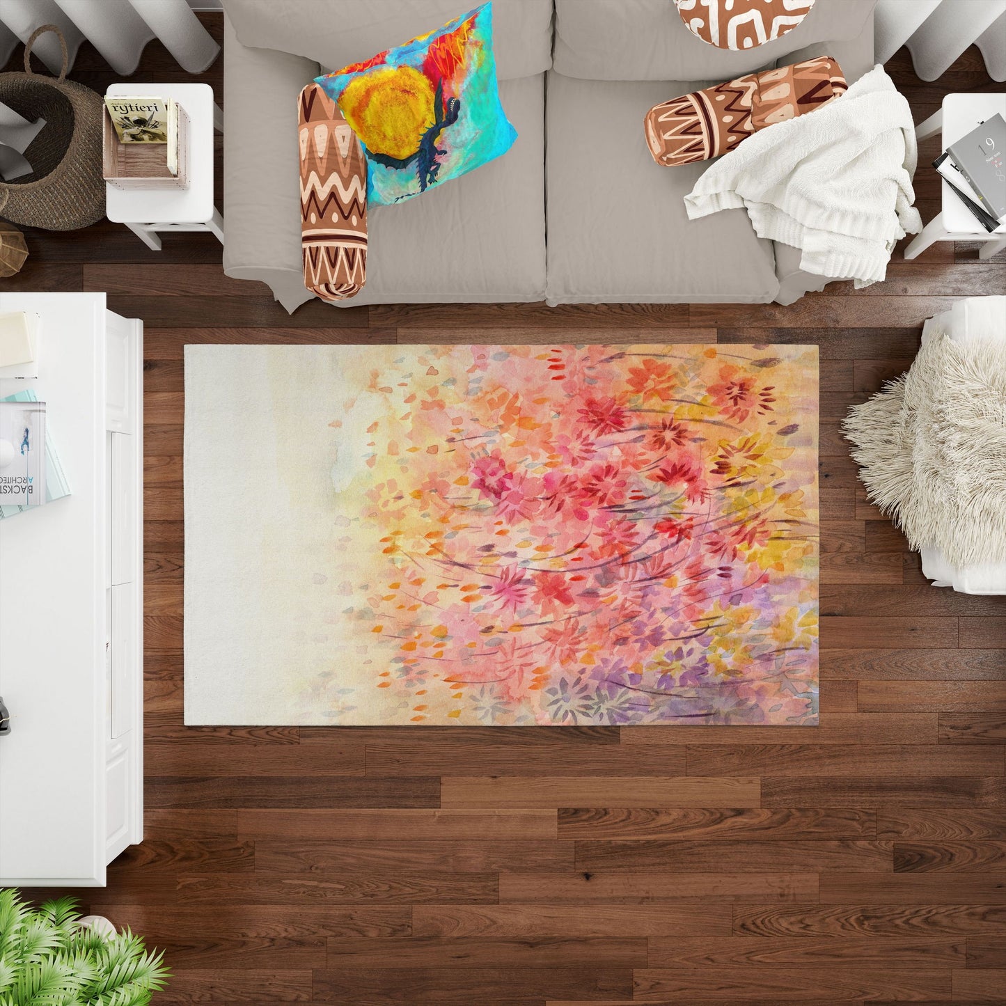 Rugs And Carpet, Oversize Rug, Thick Carpet, Rectangle Area Rug, Colorful Rug, Floral Rug, Modern Carpet, Home And Living, Made In USA