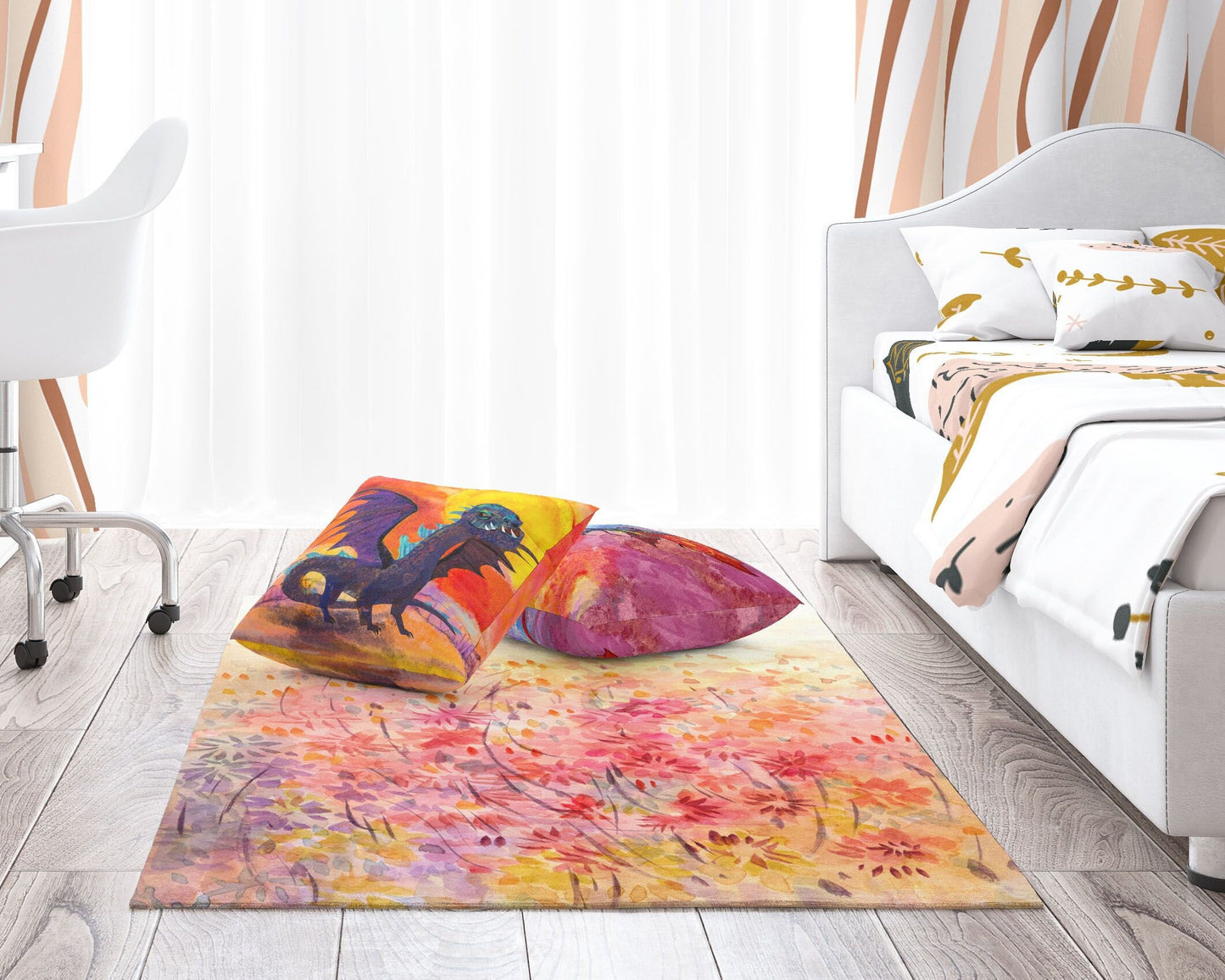 Rugs And Carpet, Oversize Rug, Thick Carpet, Rectangle Area Rug, Colorful Rug, Floral Rug, Modern Carpet, Home And Living, Made In USA