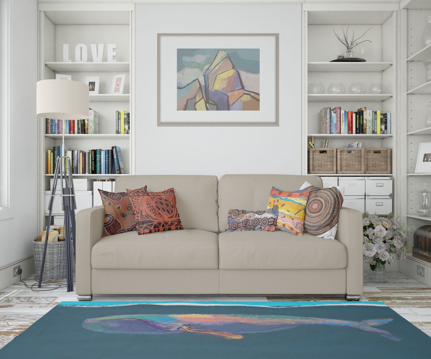 Kids Rug, Best Area Rug, 4X6 Area Rug, Thick Carpet, Rectangle Rug, Colorful Rug, Blue Whale, Modern Area Rug, Living Room Mat, Made In USA