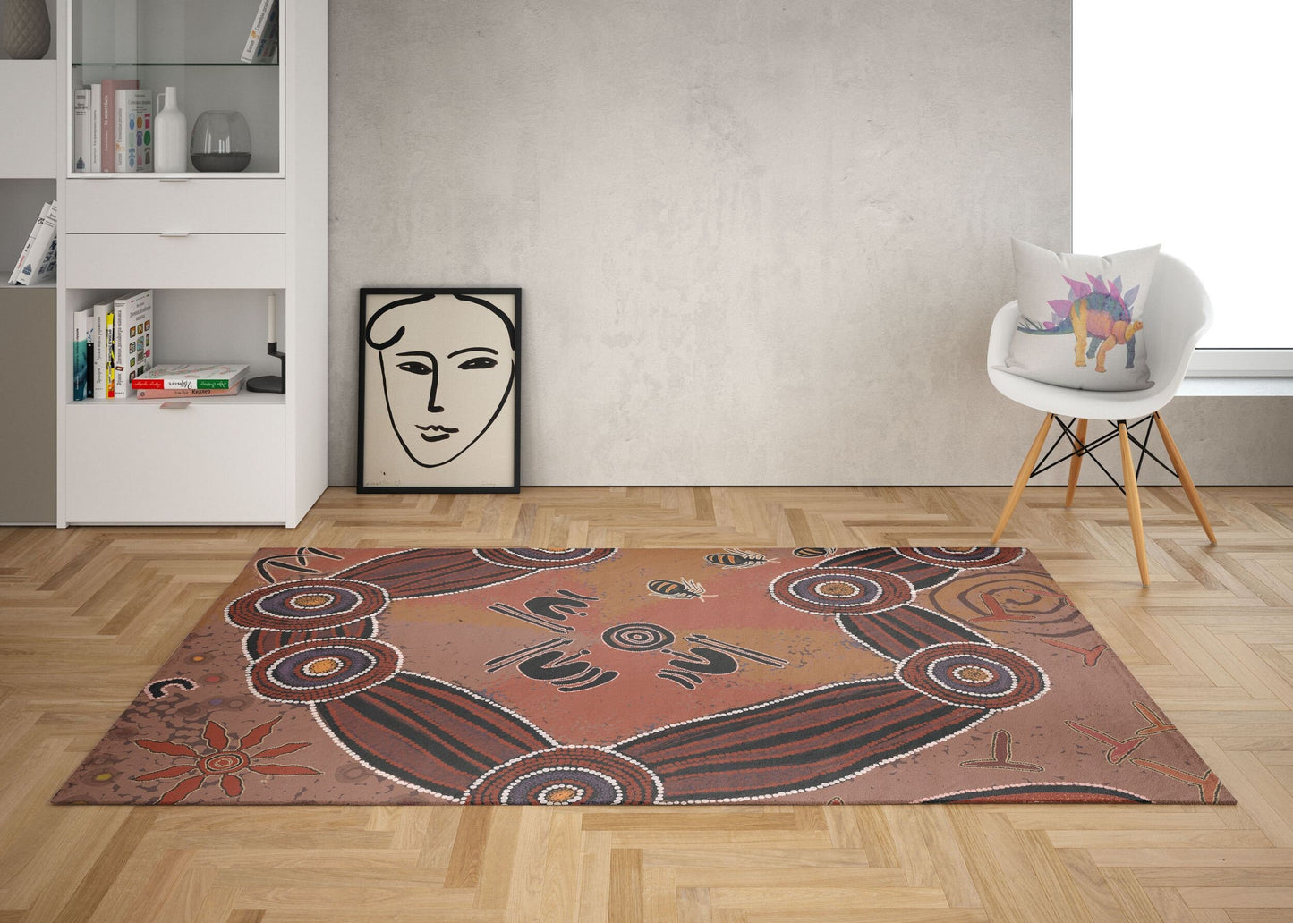 Carpet Rug, Large Area Rug, Durable Rug, Rectangle Area Rug, Brown Rug, Abstract Rug, Ethnic Rug, Gift For Him, Made In Usa, Flat Woven Rug