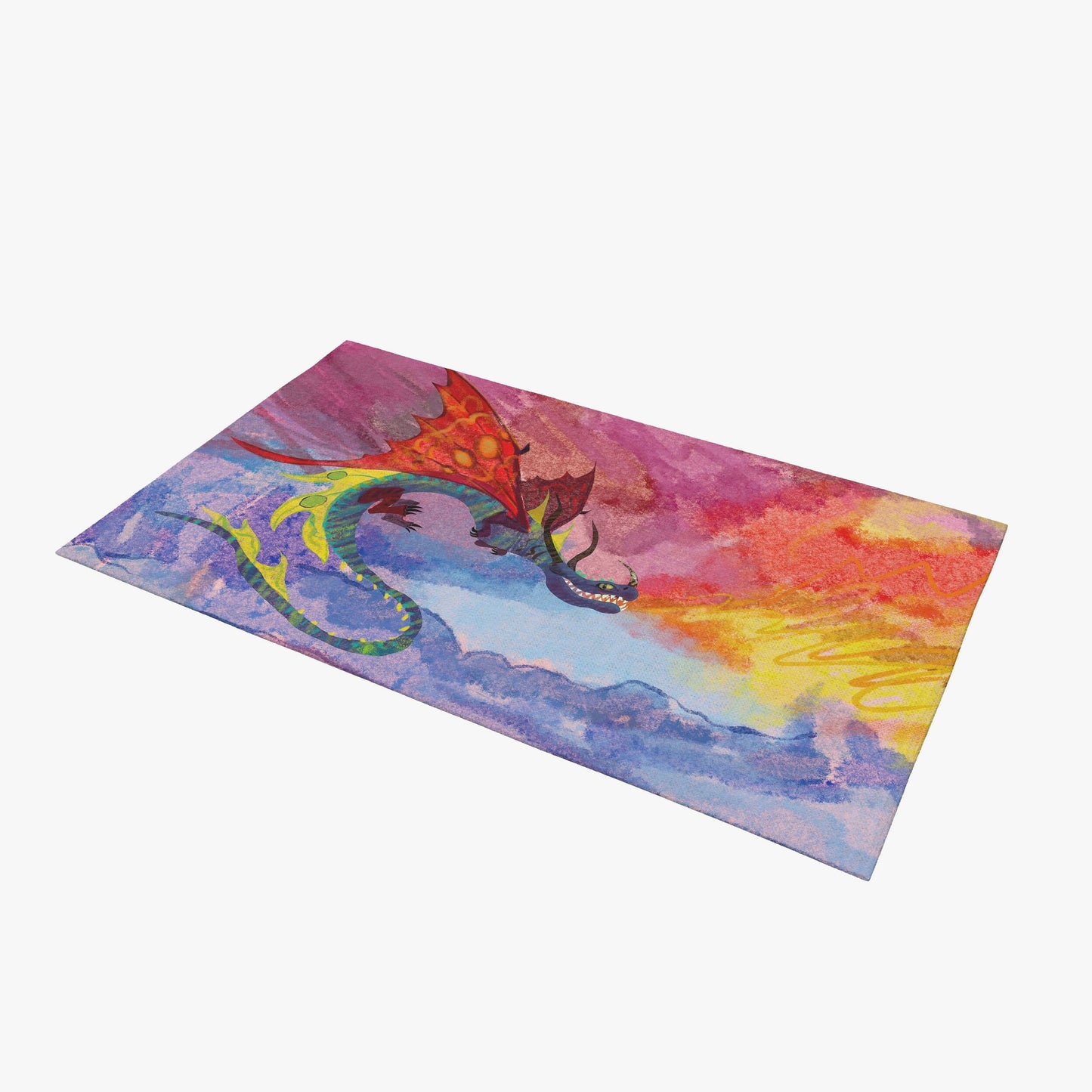 Kids Rug, Rugs And Carpet, Thick Carpet, Rectangle Area Rug, Red Blue Area Rug, Fire Breathing Dragon, Contemporary Rug, Made In USA