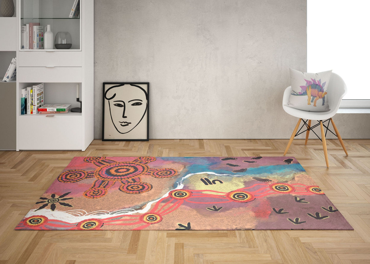 Floor Mat, Small Rug, Thick Carpet, Rectangle Rug, Red And Yellow Rug, Abstract Rug, Modern Rug, Decor Rug, Made In USA, Flat Woven Rug