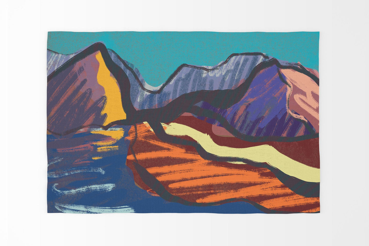 Decorative Rug, Large Area Rug, Durable Rug, Rectangle Rugs, Red Blue Area Rug, Abstract Rug, Modern Carpet, Gift For Her, Made In USA