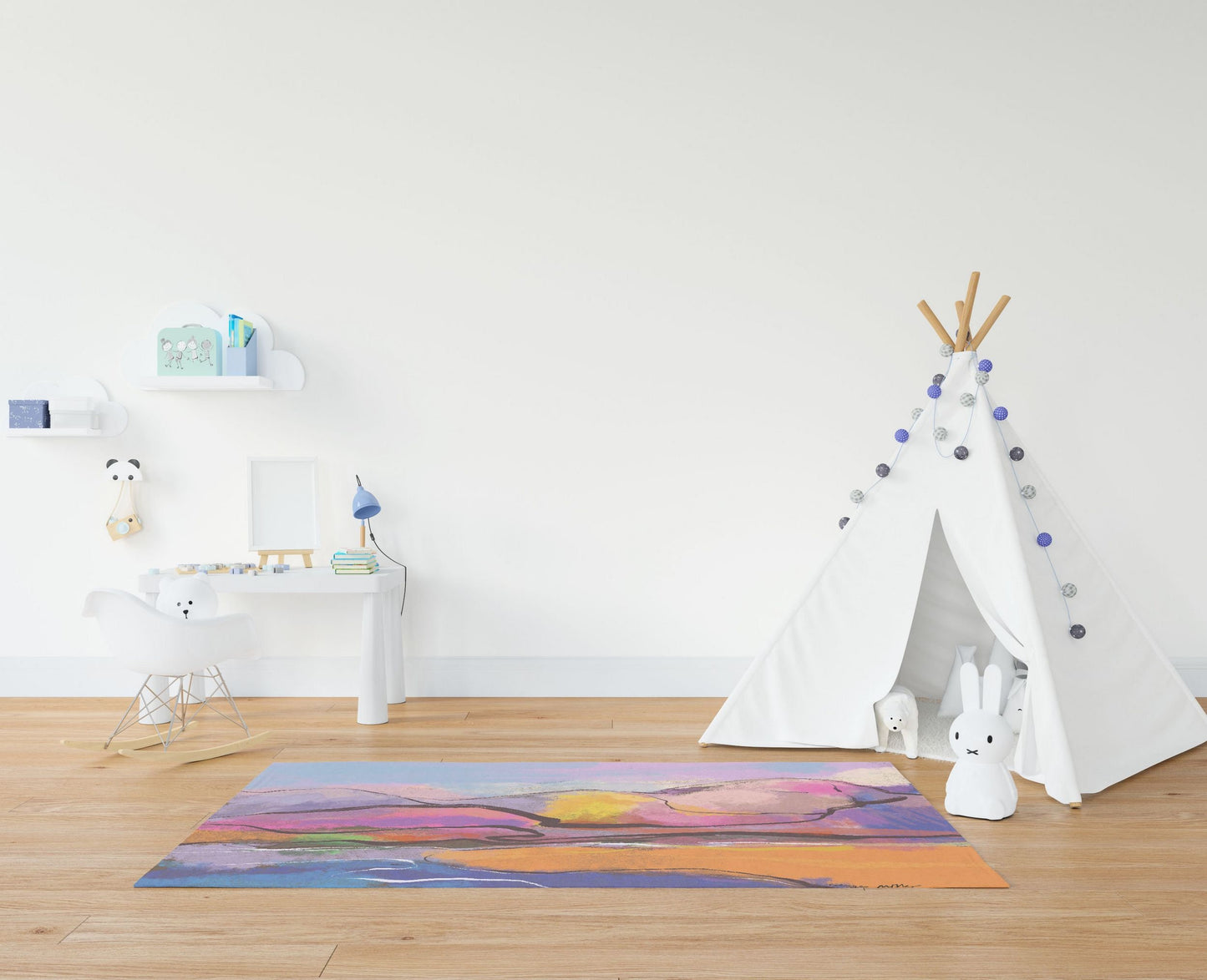 Floor Mat, Small Rug, Durable Rug, Rectangle Area Rug, Pink Rug, Abstract Rug, Contemporary Rug, Office Decor, Made In USA, Flat Woven Rug