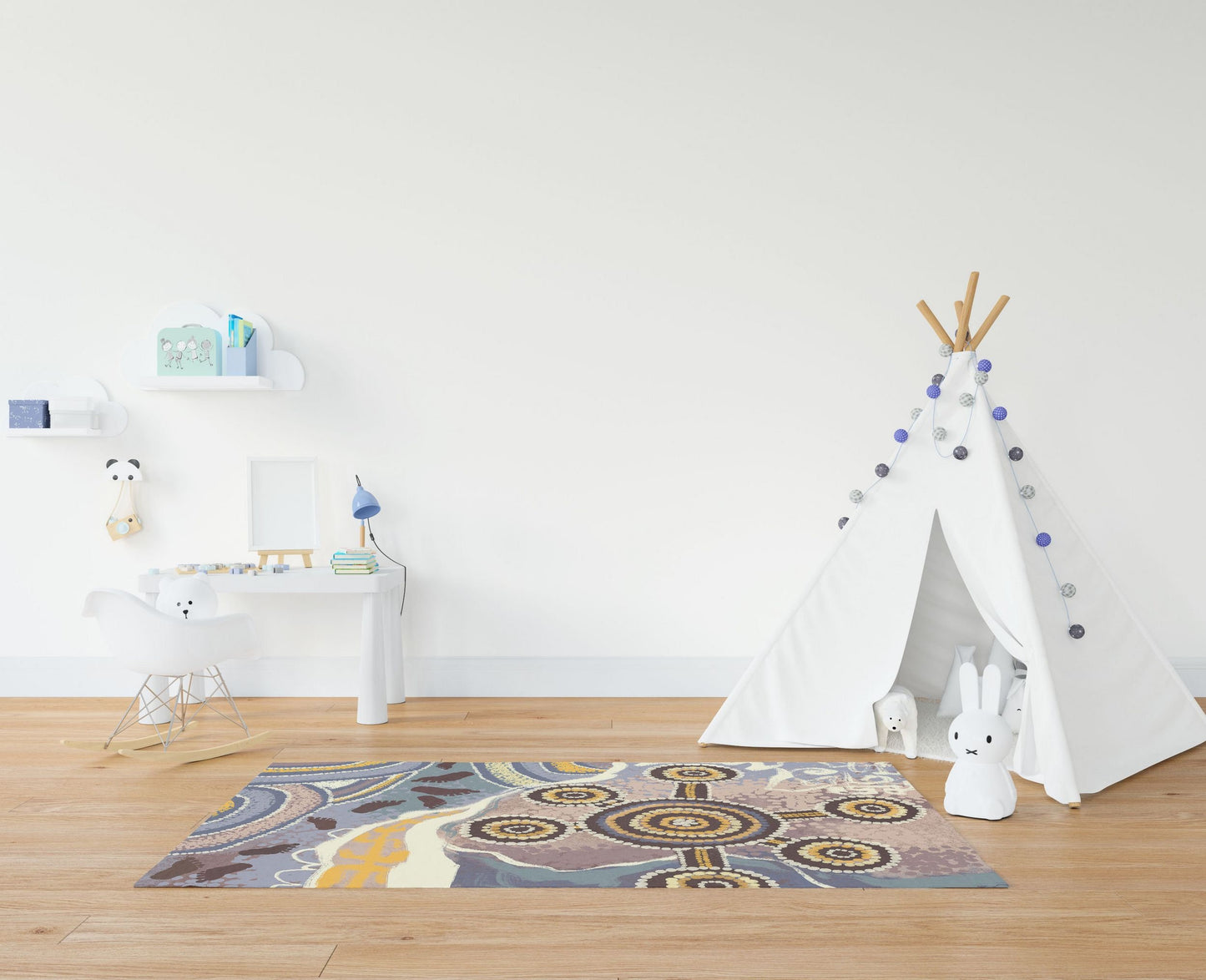 Decorative Rug, Large Rug, Thick Carpet, Rectangle Rug, Brown Rug, Austrialian Aboriginal Rug, Ethnic Rug, Floor Rug, Made In USA