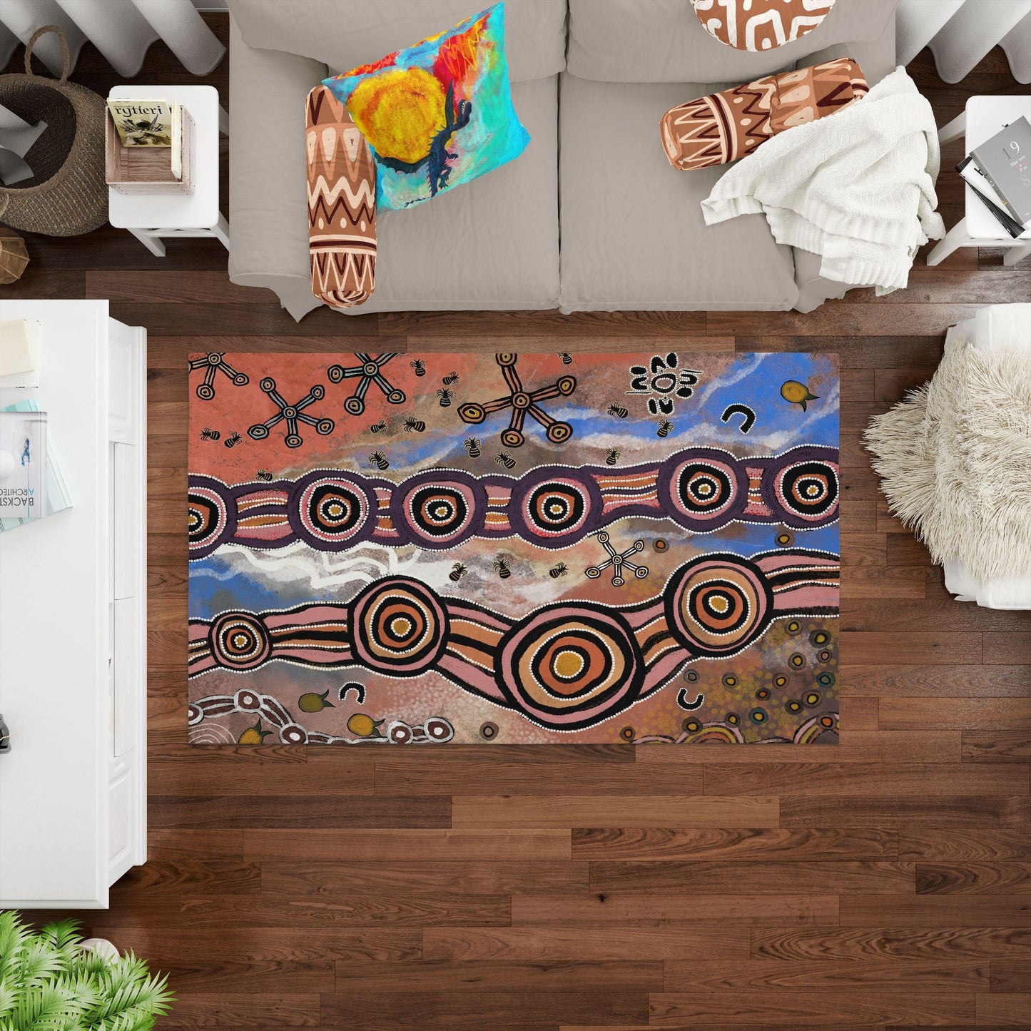 Large Area Rugs, Thick Carpet, Rectangle Rug, Error, Austrialian Aboriginal Rug, Modern Area Rug, Rugs For Living Room, Made In USA