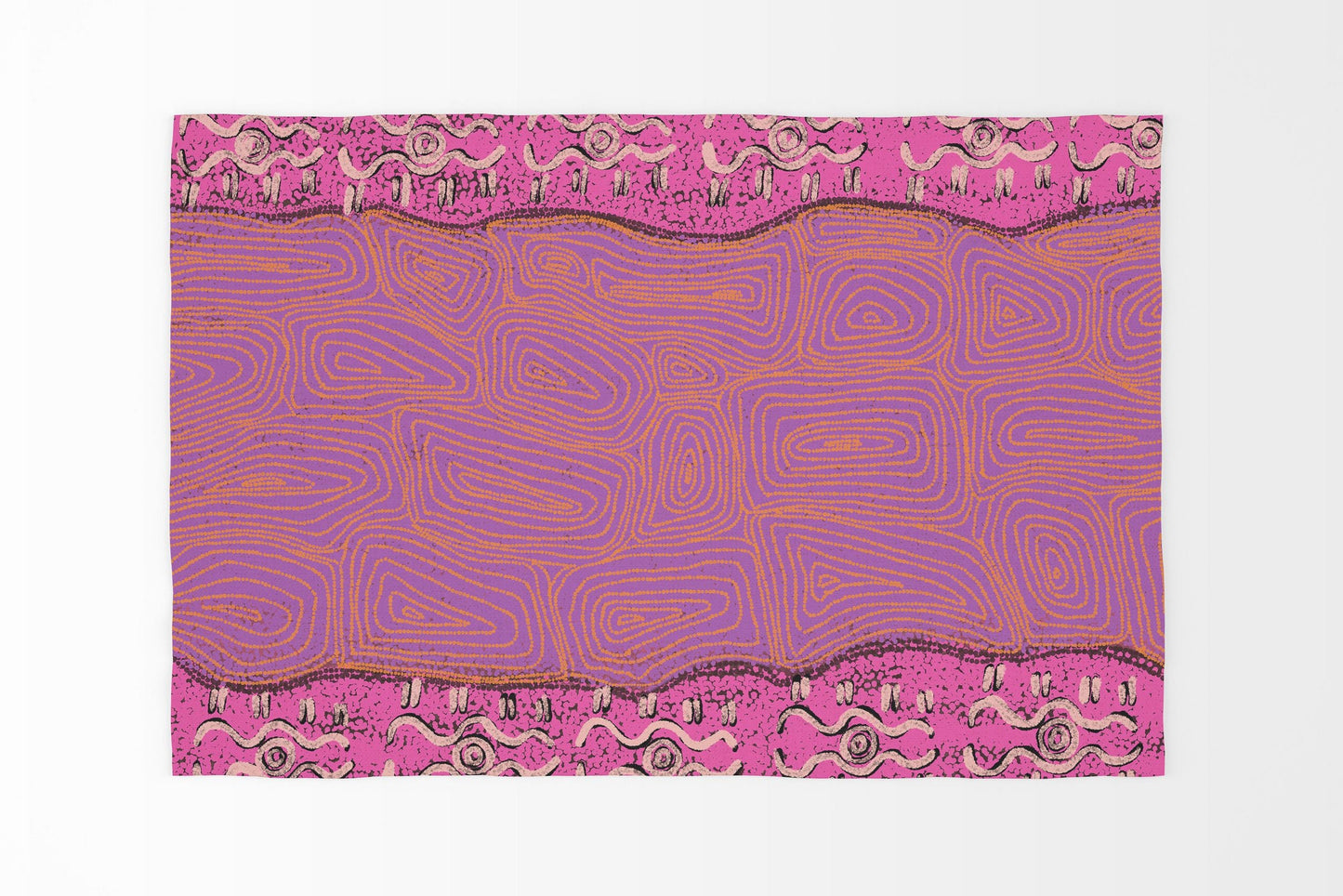 Floor Mat, Durable Rug, Rectangle Rugs, Pink And Yellow Rug, Austrialian Aboriginal Rug, Contemporary Rug, Bedroom Carpet, Made In USA