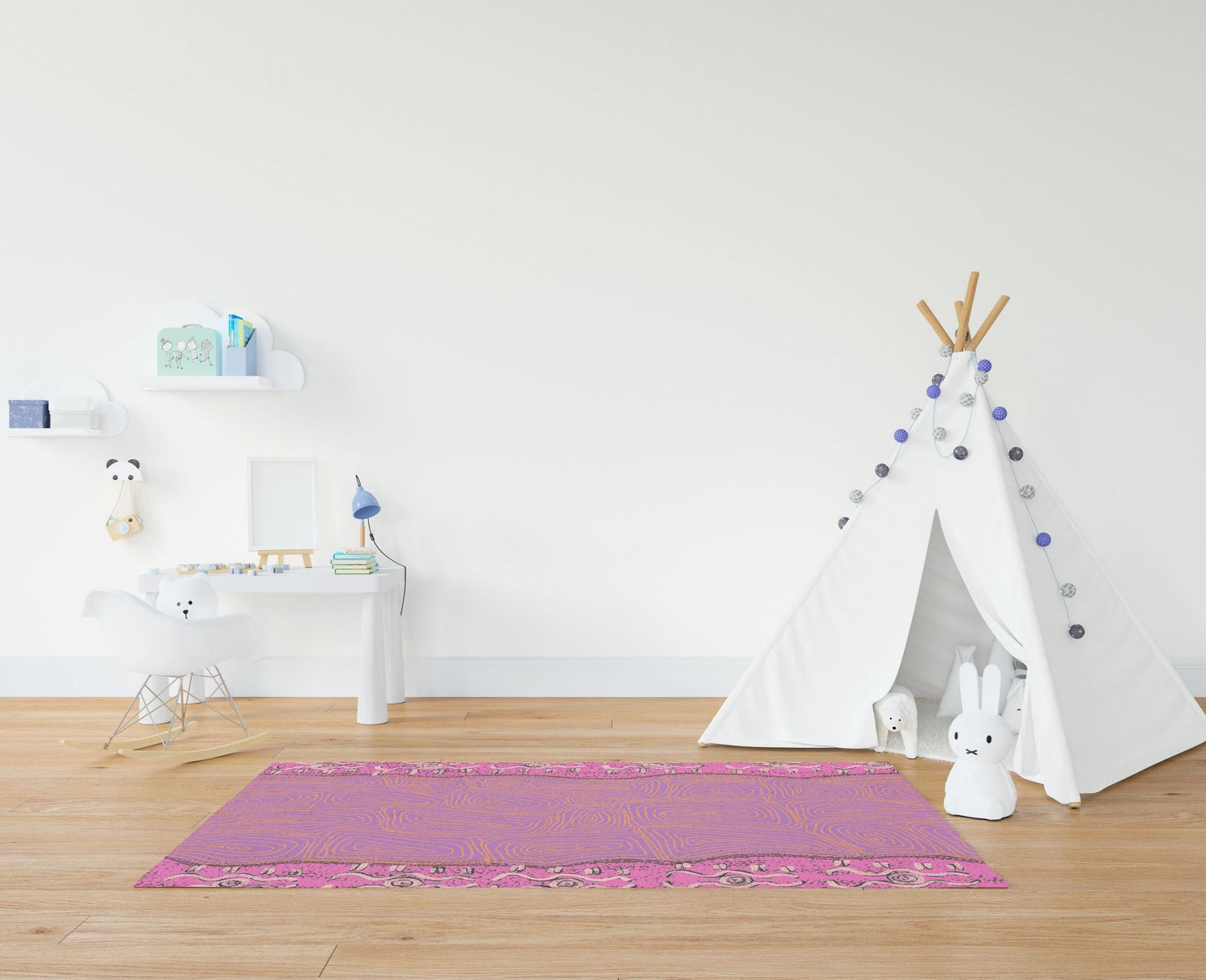 Floor Mat, Durable Rug, Rectangle Rugs, Pink And Yellow Rug, Austrialian Aboriginal Rug, Contemporary Rug, Bedroom Carpet, Made In USA