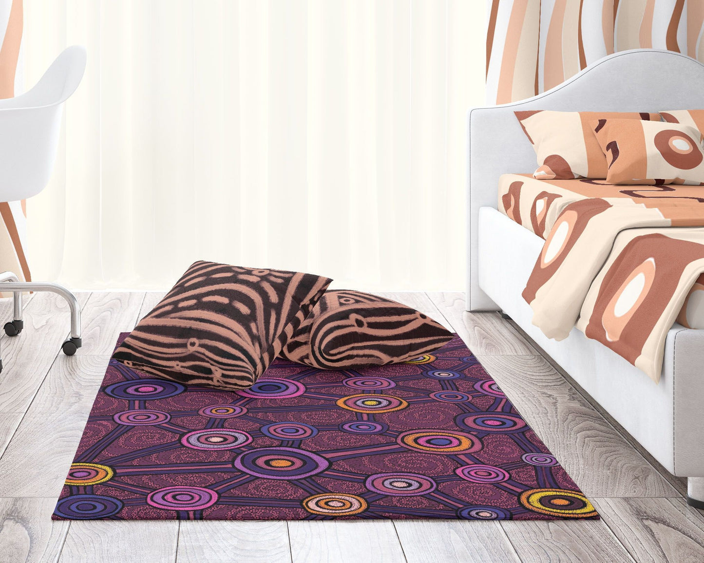 Durable Rug, Rectangle Area Rug, Multi Color Rug, Austrialian Aboriginal Rug, Stylish Carpet, Rugs For Living Room, Made In USA